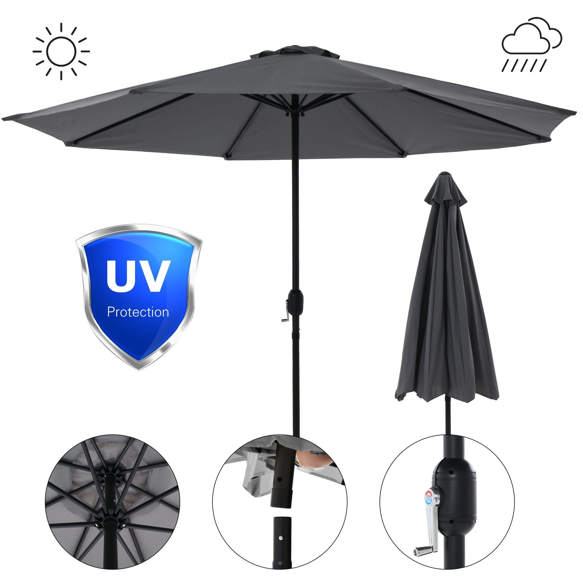 Mucola Sonnenschirm Sonnenschirm Ø3m LED Beleuchtung günstig online kaufen