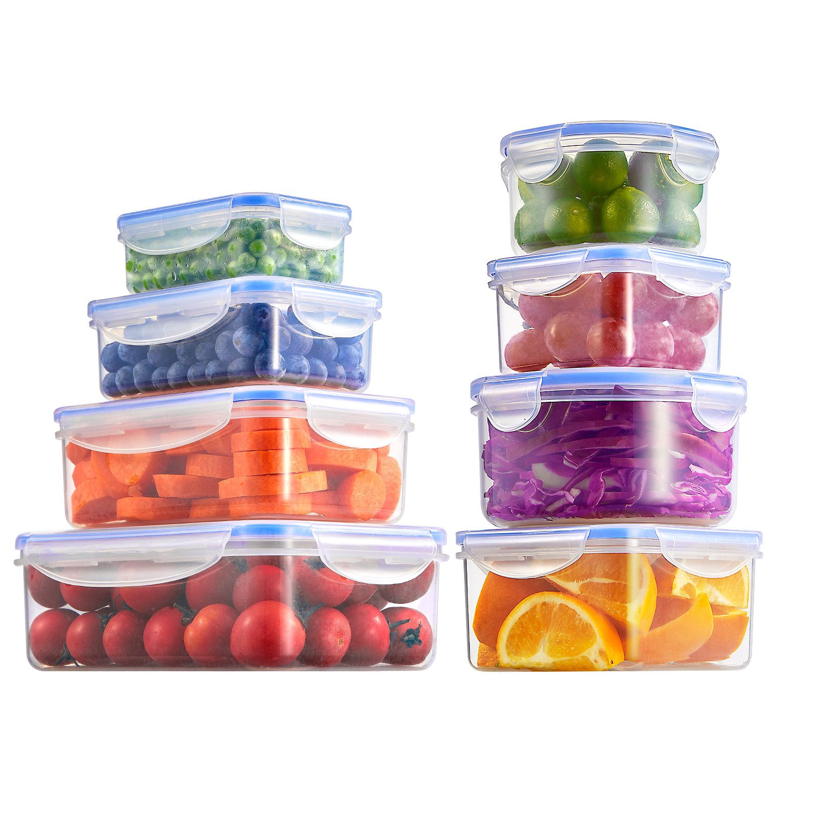 D.Perlla Frischhaltedose Lunchbox aus Kunststoff mit Deckel, 8 Stück, Kunststoff, (8-tlg), mikrowellengeeignet, spülmaschinenfest, gefriergeeignet
