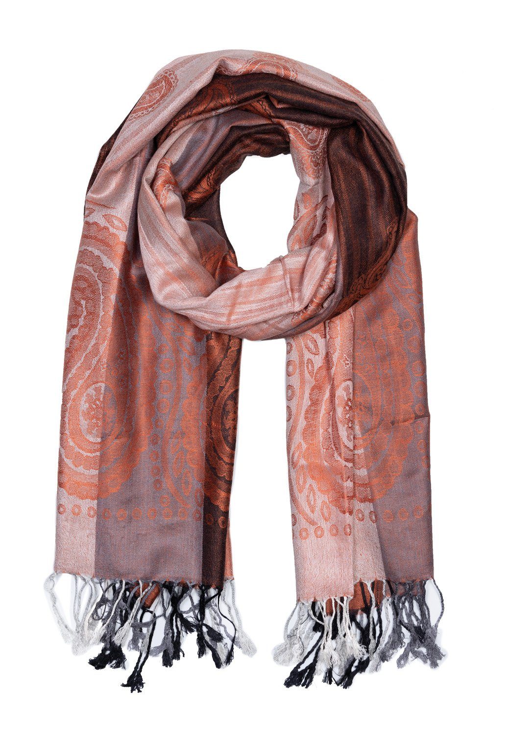 Goodman Design Modeschal Schal Love mit verspielten Quasten und Paisley Design, Sehr hochwertiges Material Orange