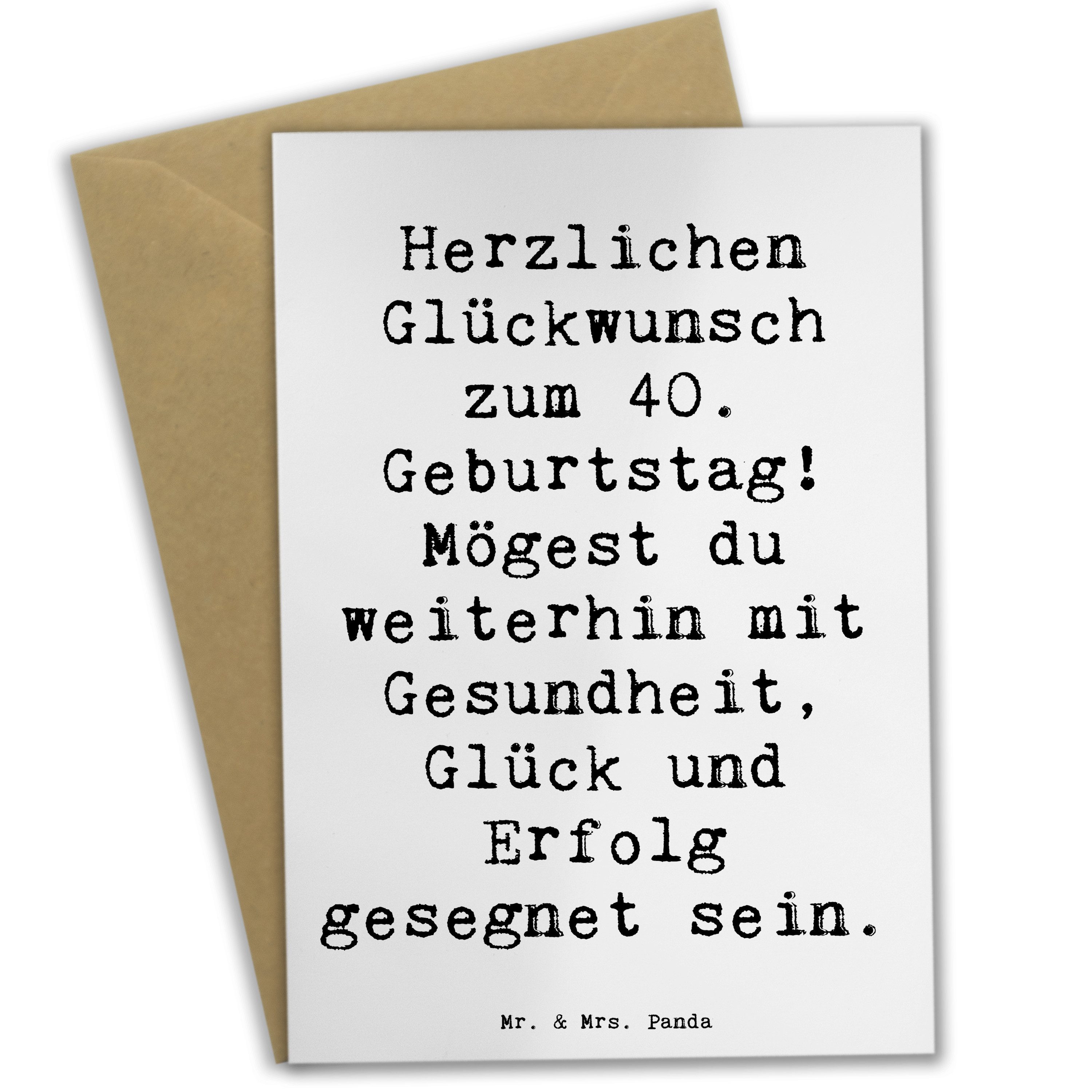 Grußkarte Spruch 40. Geburtstag - Weiß - Geschenk, Reflexion, Karte, Geburtstag