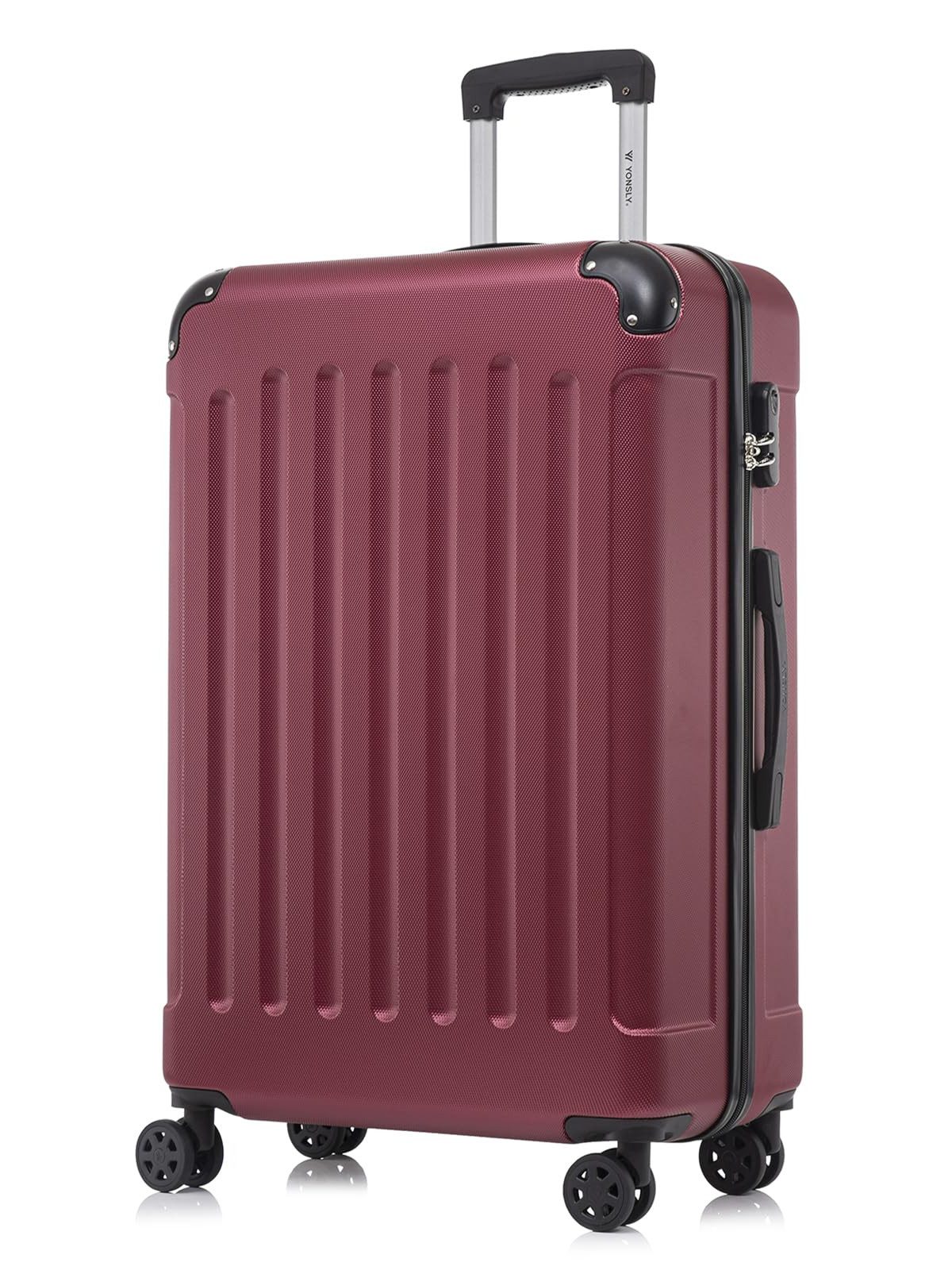 YONSLY Hartschalen-Trolley Hartschalen-Koffer Trolley 360° Rollen, robuster Reisekoffer, 4 Rollen, mit Zahlenschloss, für Business und Urlaub 46/55/66/76 cm