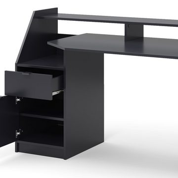 Vicco Computertisch Arbeitstisch Schreibtisch PC-Tisch JOEL Groß Schwarz