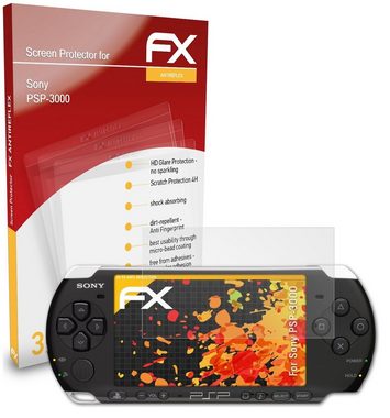 atFoliX Schutzfolie für Sony PSP-3000, (3 Folien), Entspiegelnd und stoßdämpfend