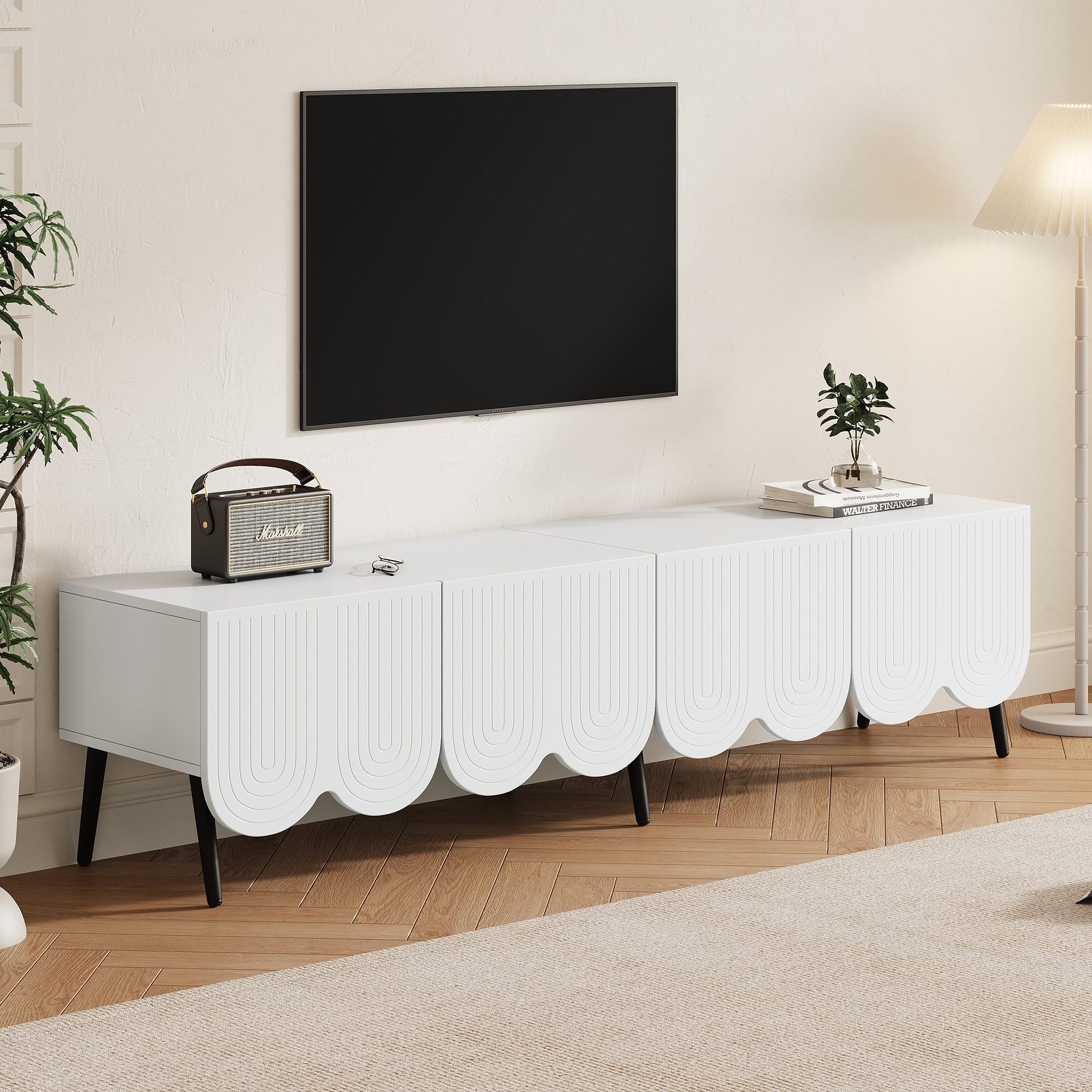OKWISH Lowboard mit Schwarzes Metallbein (TV-Board, günstig online kaufen