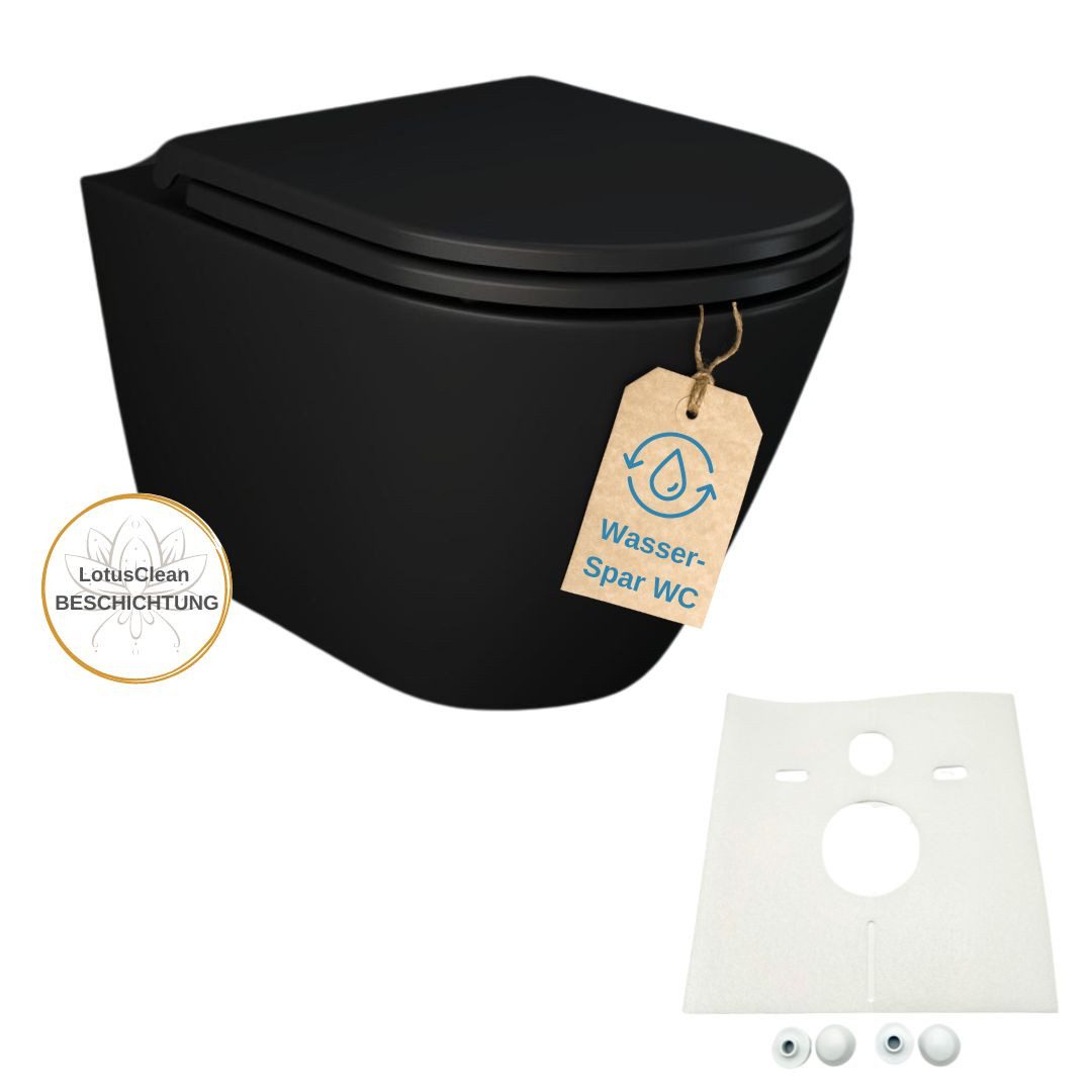 HGMBAD Tiefspül-WC NERO Tiefspül-WC hänge WC spülrandlos schwarz matt, Wand günstig online kaufen