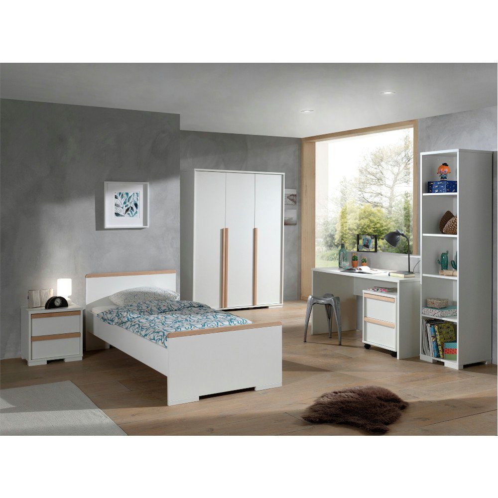 24 Komplettschlafzimmer Jugendmöbel, Weiß inklusive Vipack Bett Ira + (6-tlg) Kindermöbel weitere Kinderzimmer