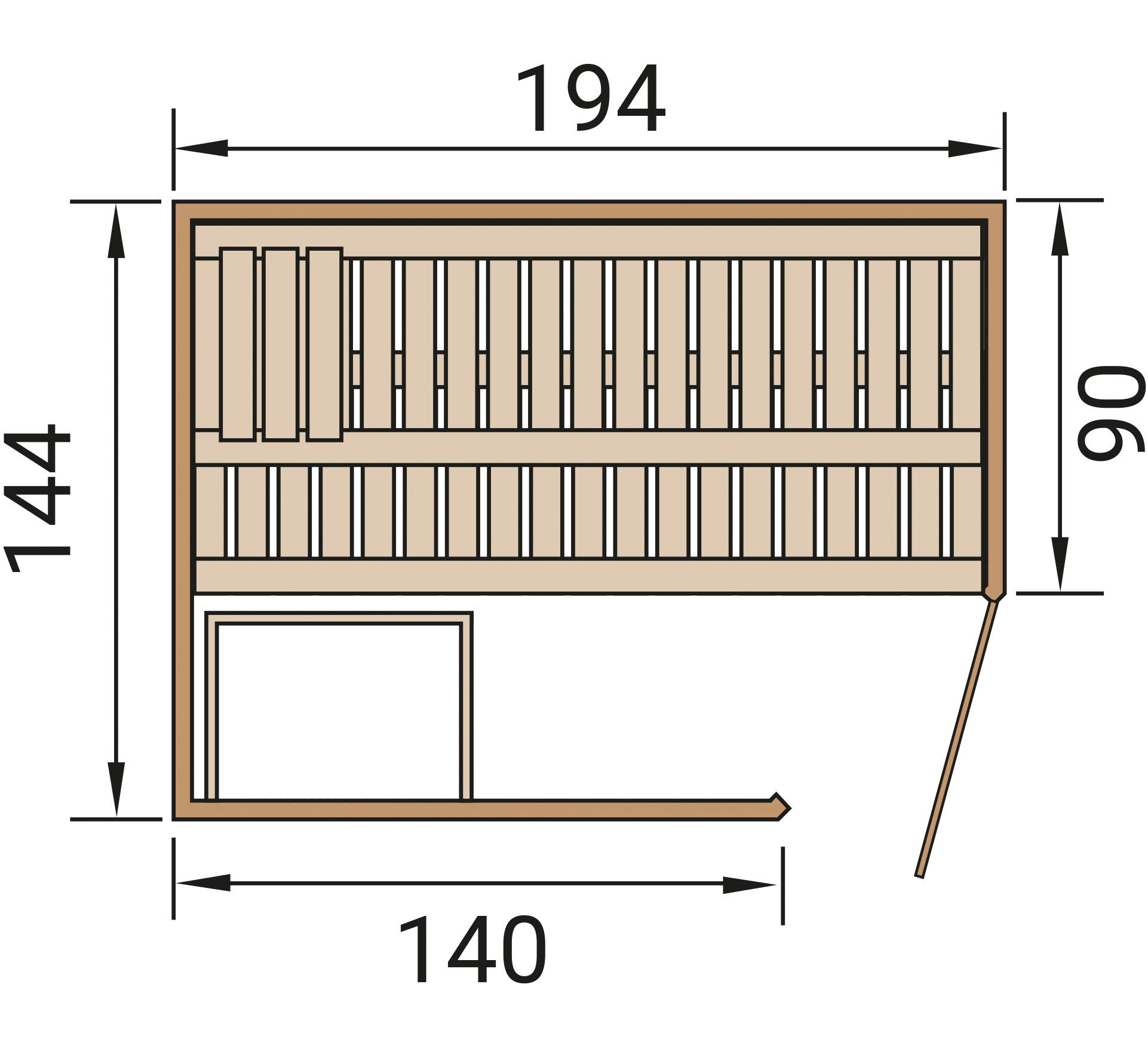 weka Sauna Element-Ecksauna VARBERG 1, BxTxH: 194 x 144 x 199 cm, 68 mm, vorgefertigte Elemente, moderne Ganzglastür