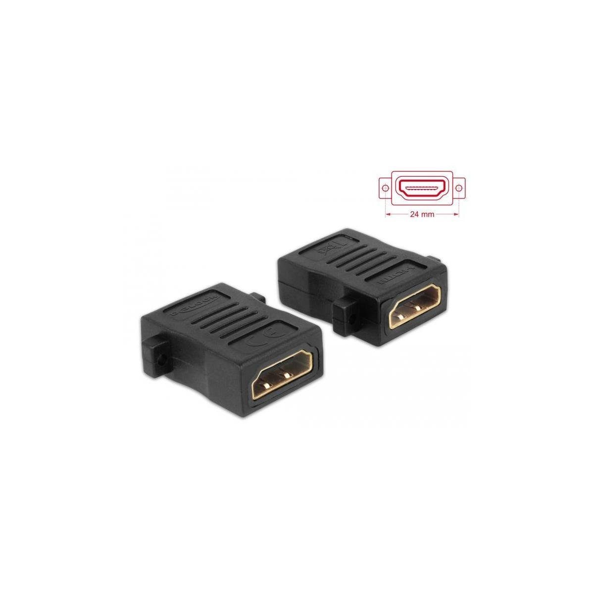 Delock Adapter HDMI-A Buchse > HDMI-A Buchse mit Schraubanschluss Computer-Kabel, HDMI-A, HDMI