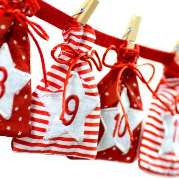 Frau WUNDERVoll Kalender zum Selbstbasteln Adventskalender zum Befüllen - Stoff, rot weiß/Weihnachtskalender