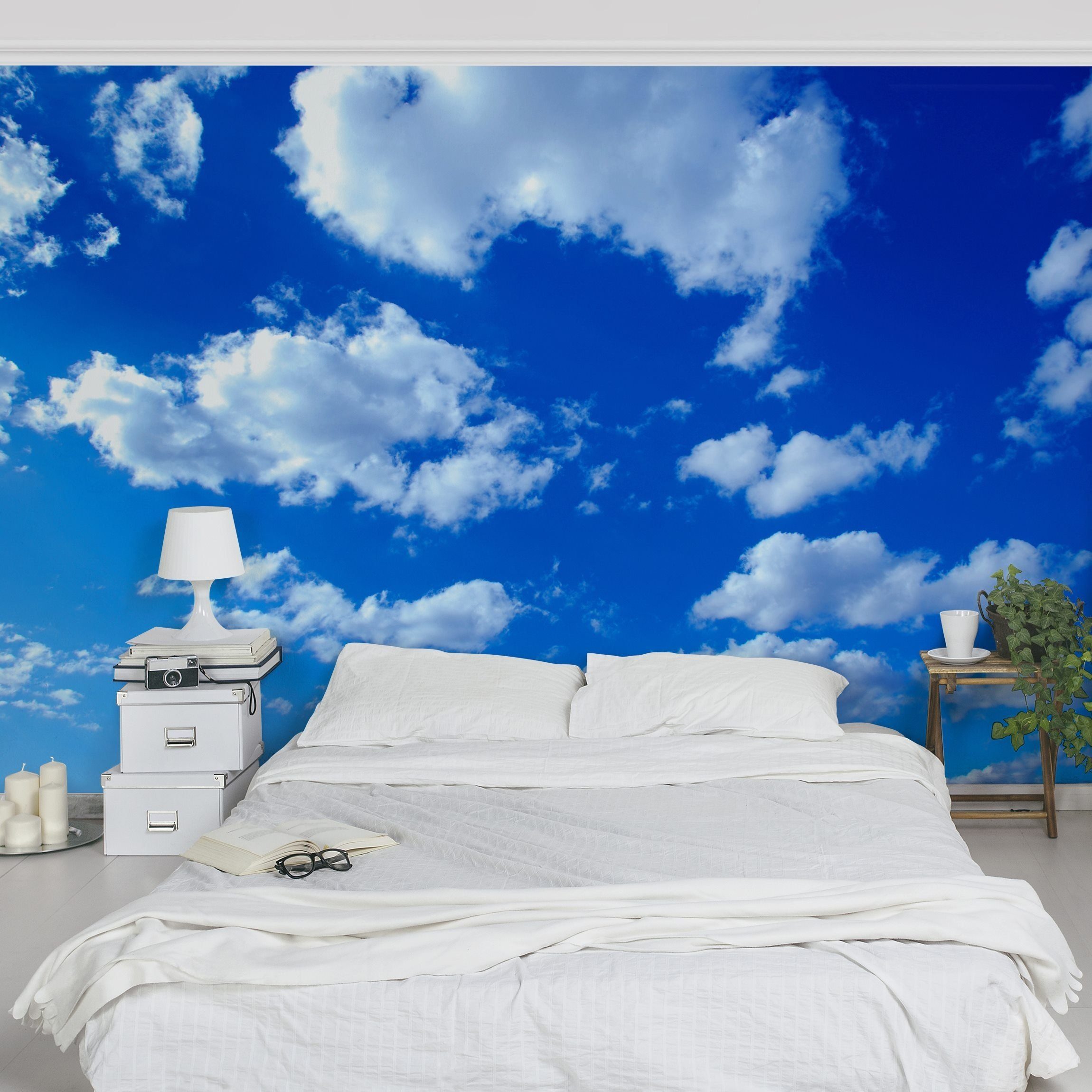 Bilderdepot24 Fototapete Natur Wolkenhimmel 3D-Effekt Natur Blau Weiß Modern Wanddeko, Glatt, Matt, (Vliestapete inkl. Kleister oder selbstklebend), Wohnzimmer Schlafzimmer Küche Flur Motivtapete Vliestapete Wandtapete