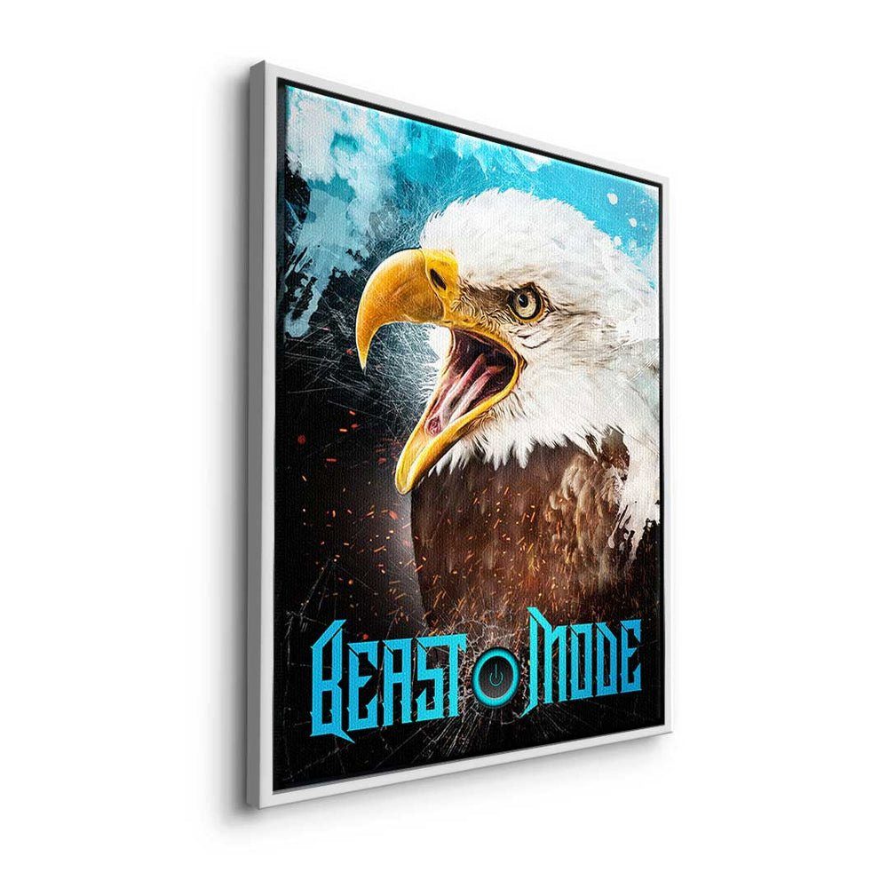 Eagle - Leinwandbild DOTCOMCANVAS® Eagle, Leinwandbild Mode Beast Rahmen Motivation Hustle Büro Premium - Mode - silberner Beast -