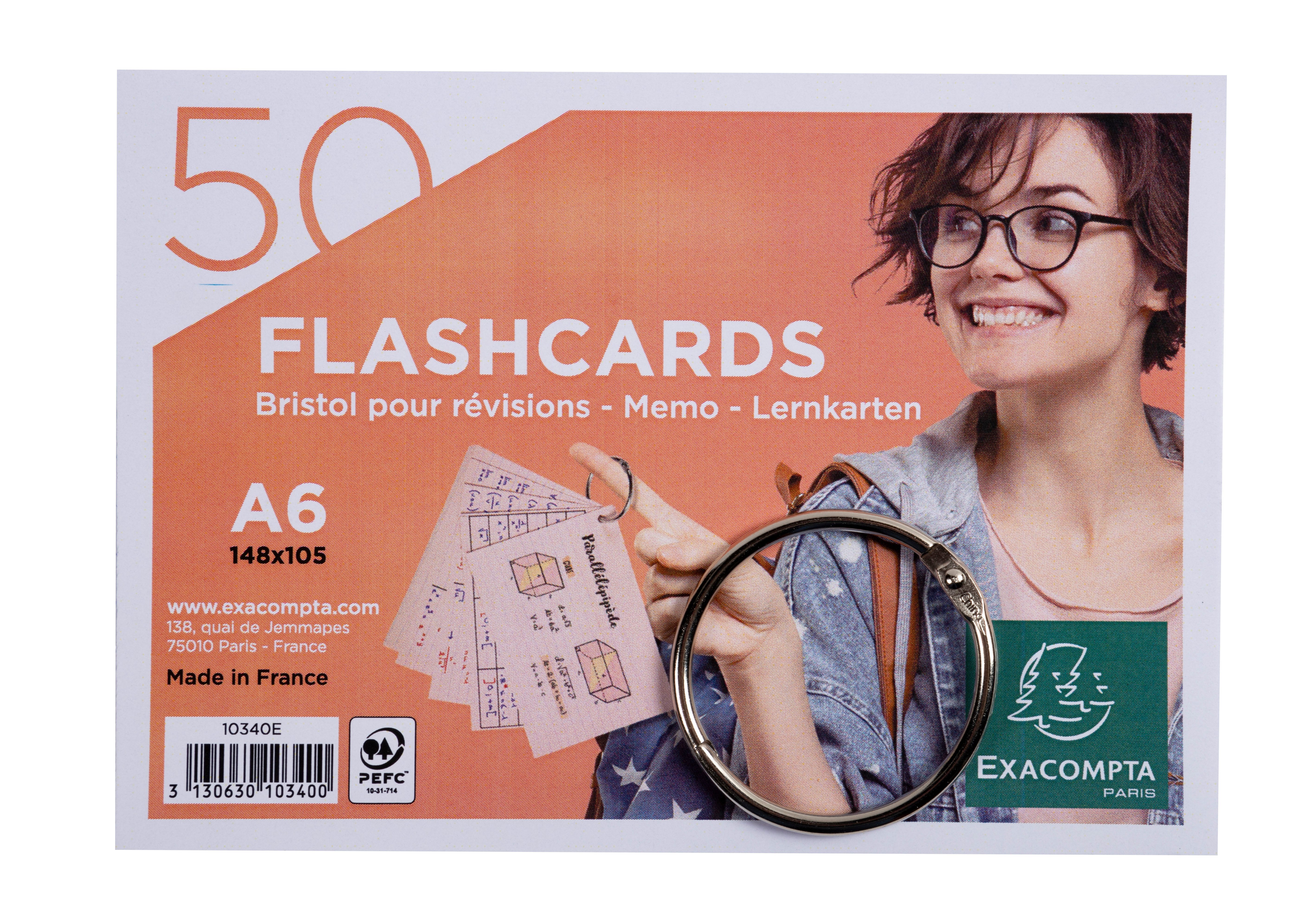 EXACOMPTA Karteikarten Exacompta Flashcards A6 lin 50St/Pk sort