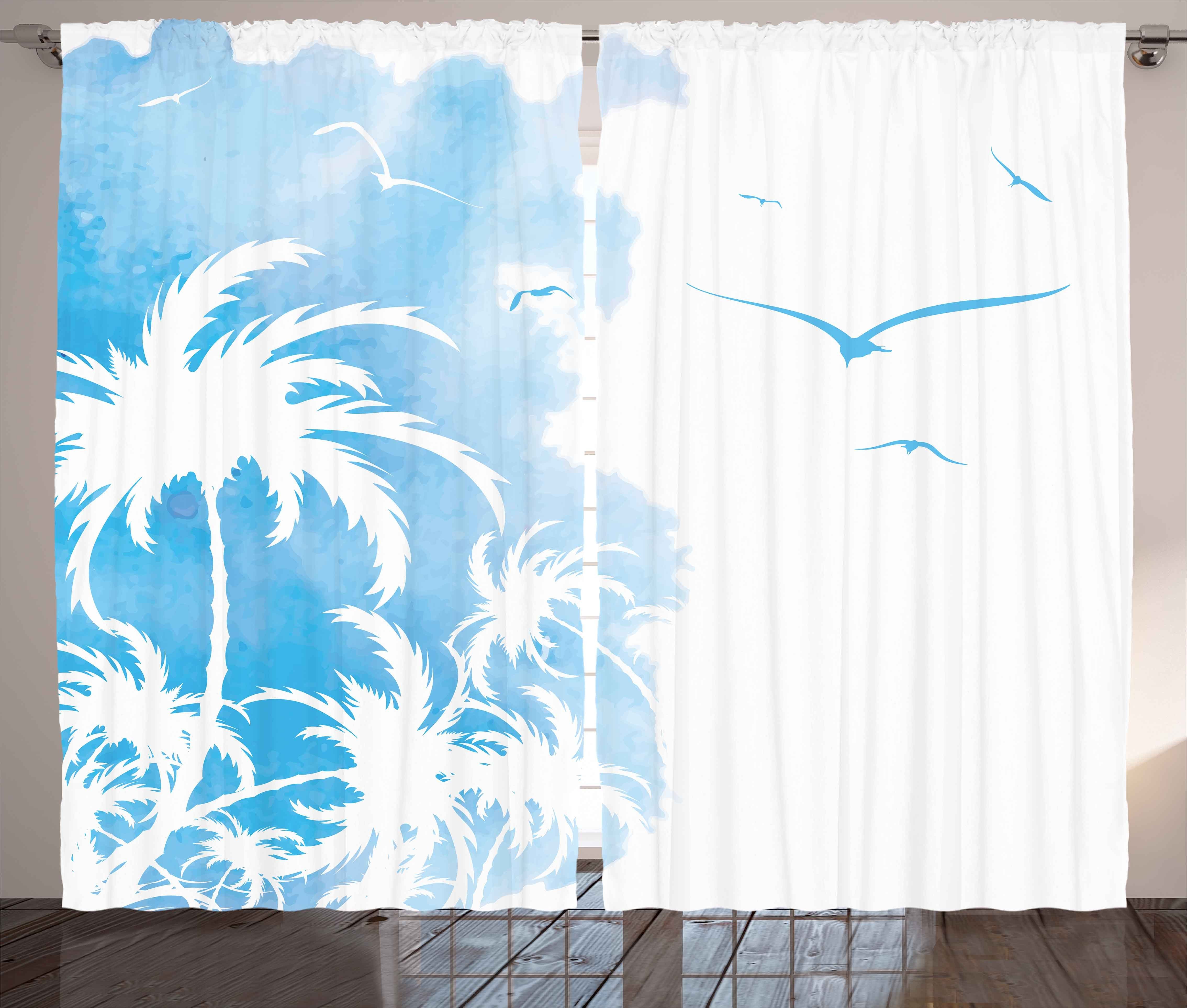 Gardine Schlafzimmer Kräuselband Vorhang mit Schlaufen und Haken, Abakuhaus, Exotisch Island Palms Zusammenfassung