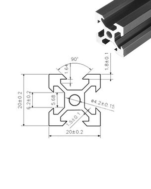 euroharry Profil 4 Stück 2020 V Typ Eloxierte Aluminiumprofilextrusion DIY 3D-Drucker