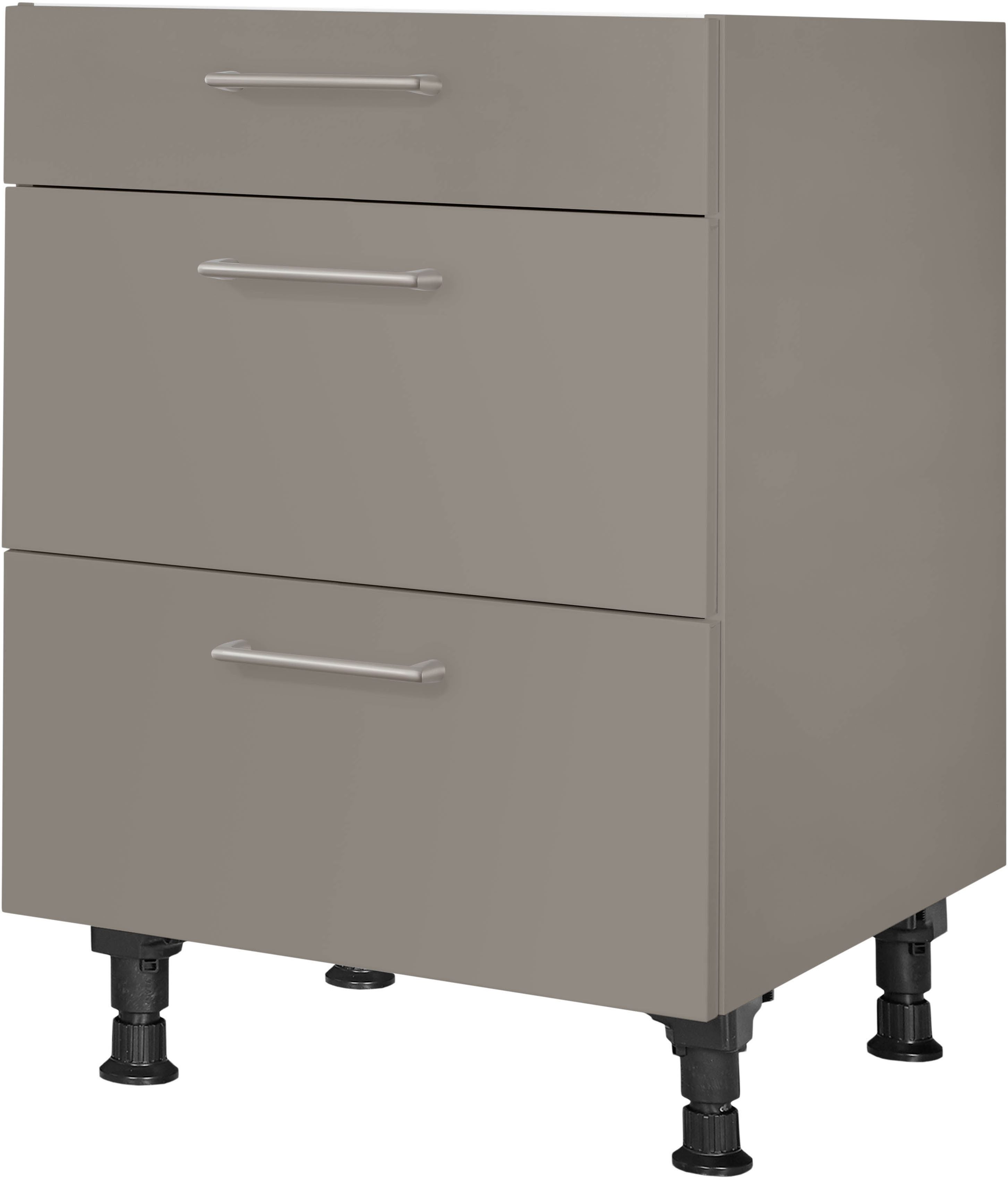 nobilia® Unterschrank "Laser", vormontiert, mit höhenverstellbaren Sockelfüßen, in den Breiten 30, 45, 60 und 90 cm, mit Schubkasten und Auszügen