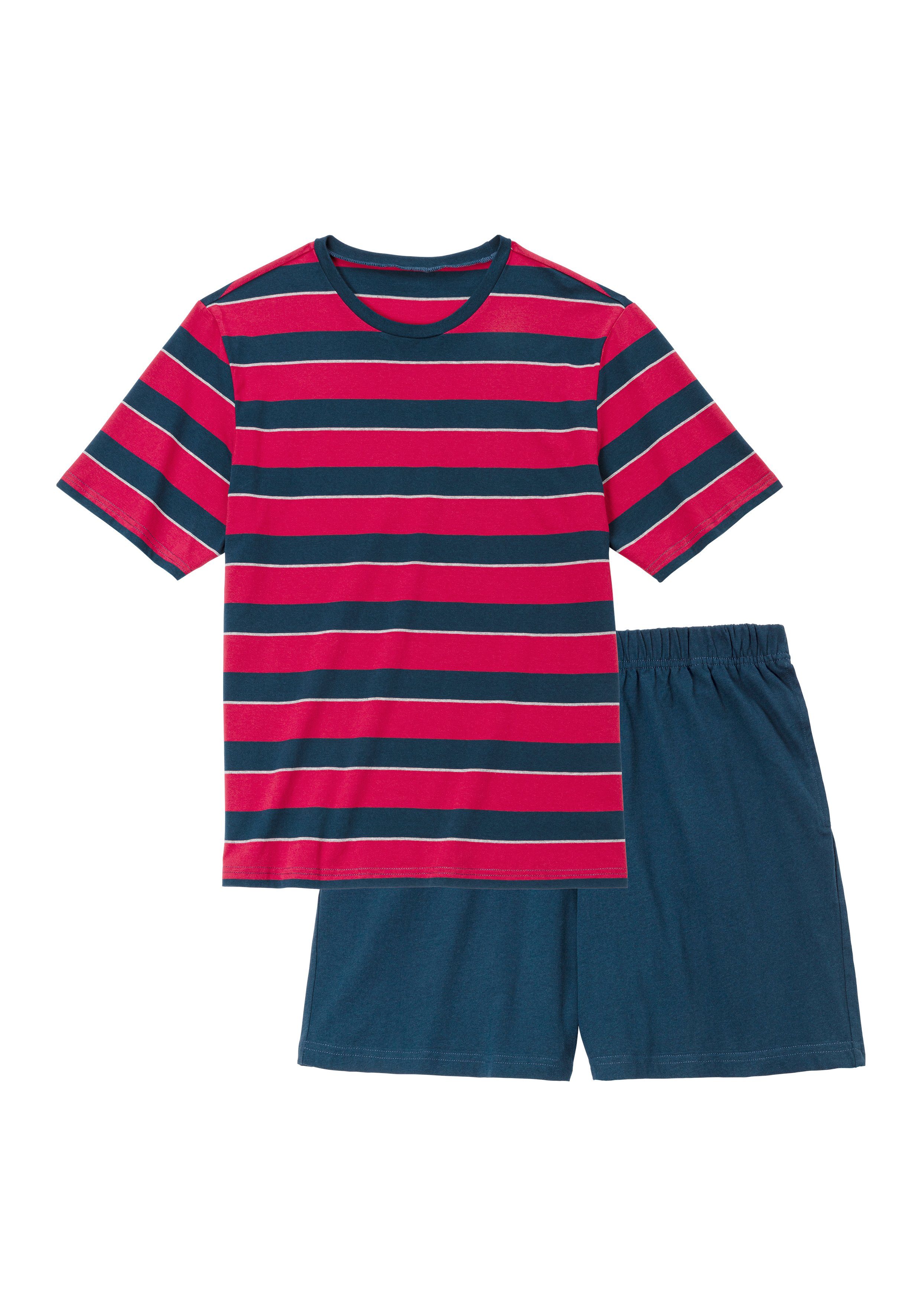 H.I.S Pyjama (2 tlg., 1 Stück) Schlafanzug mit aufwendig gestreiftem Oberteil