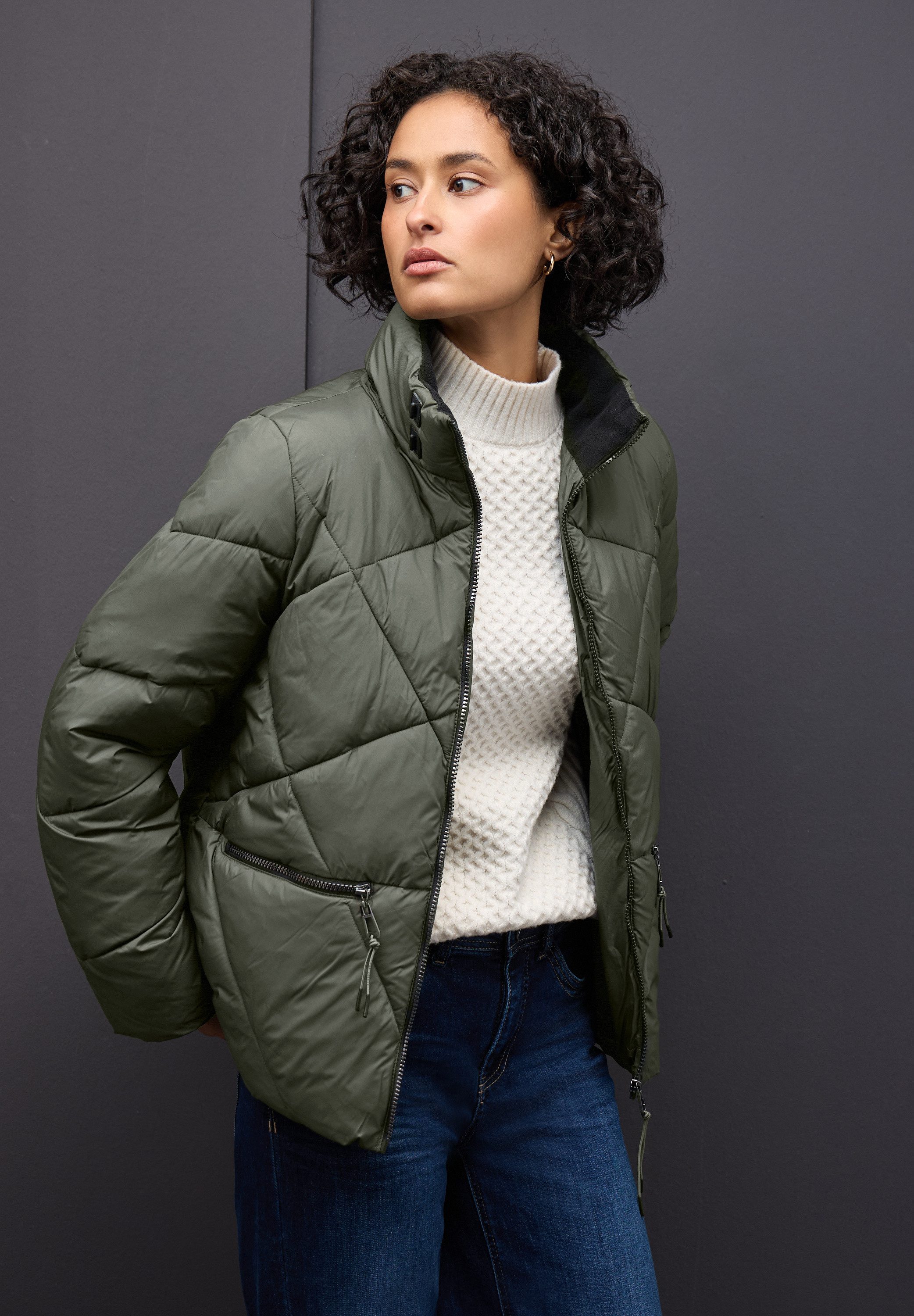 STREET ONE Steppjacke mit Kapuze mit Tunnelzugband