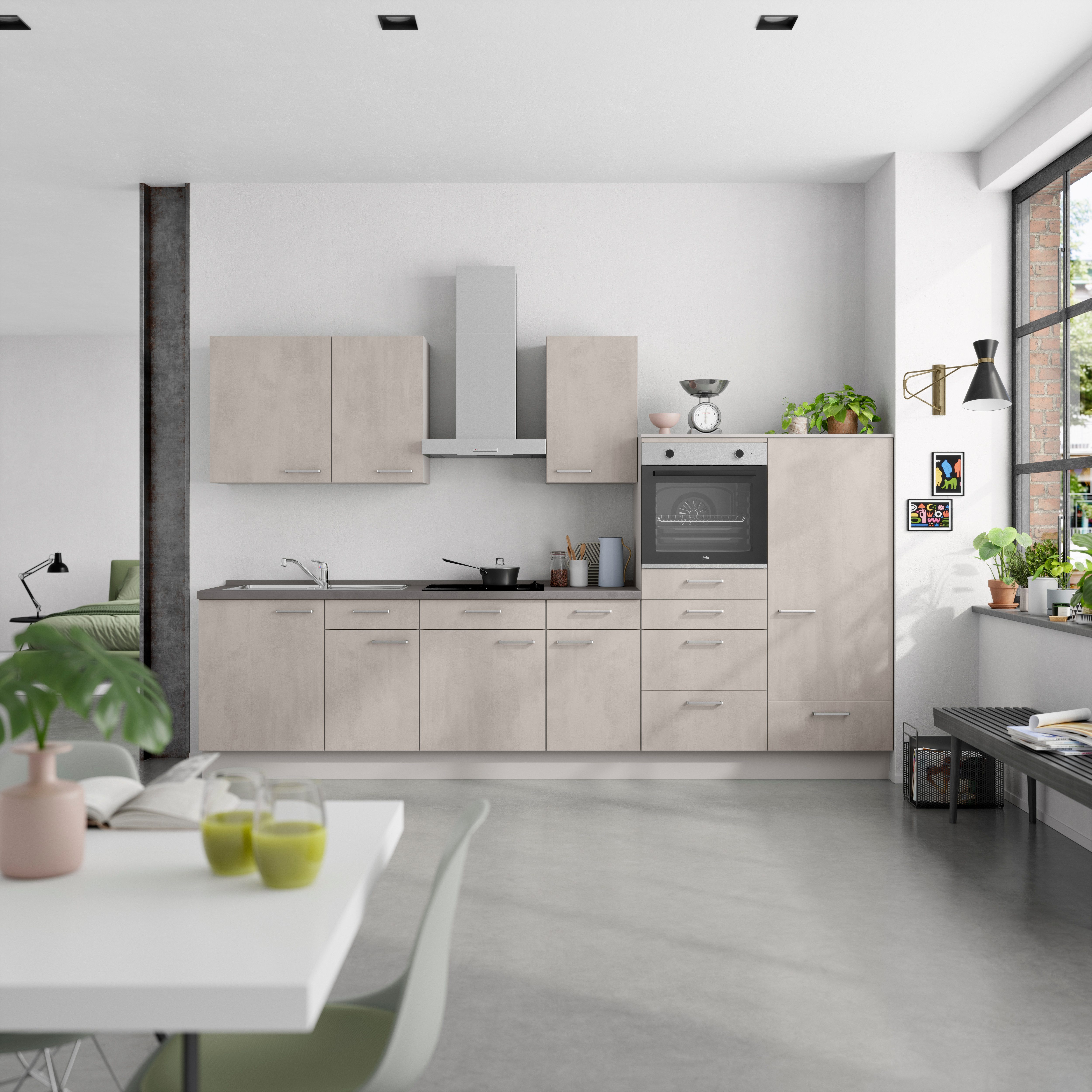 nobilia® Küchenzeile "Riva I", NEU: individuell anpassbar mit gratis Profi-Beratung, vormontiert, Breite 330 cm, Ausrichtung wählbar, wahlw. mit E-Geräten