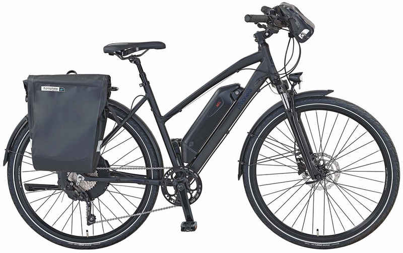 Prophete E-Bike Entdecker e2000, 10 Gang Shimano Deore Schaltwerk, Kettenschaltung, Heckmotor, 672 Wh Akku, (mit Lenkertasche, mit Seitentasche)