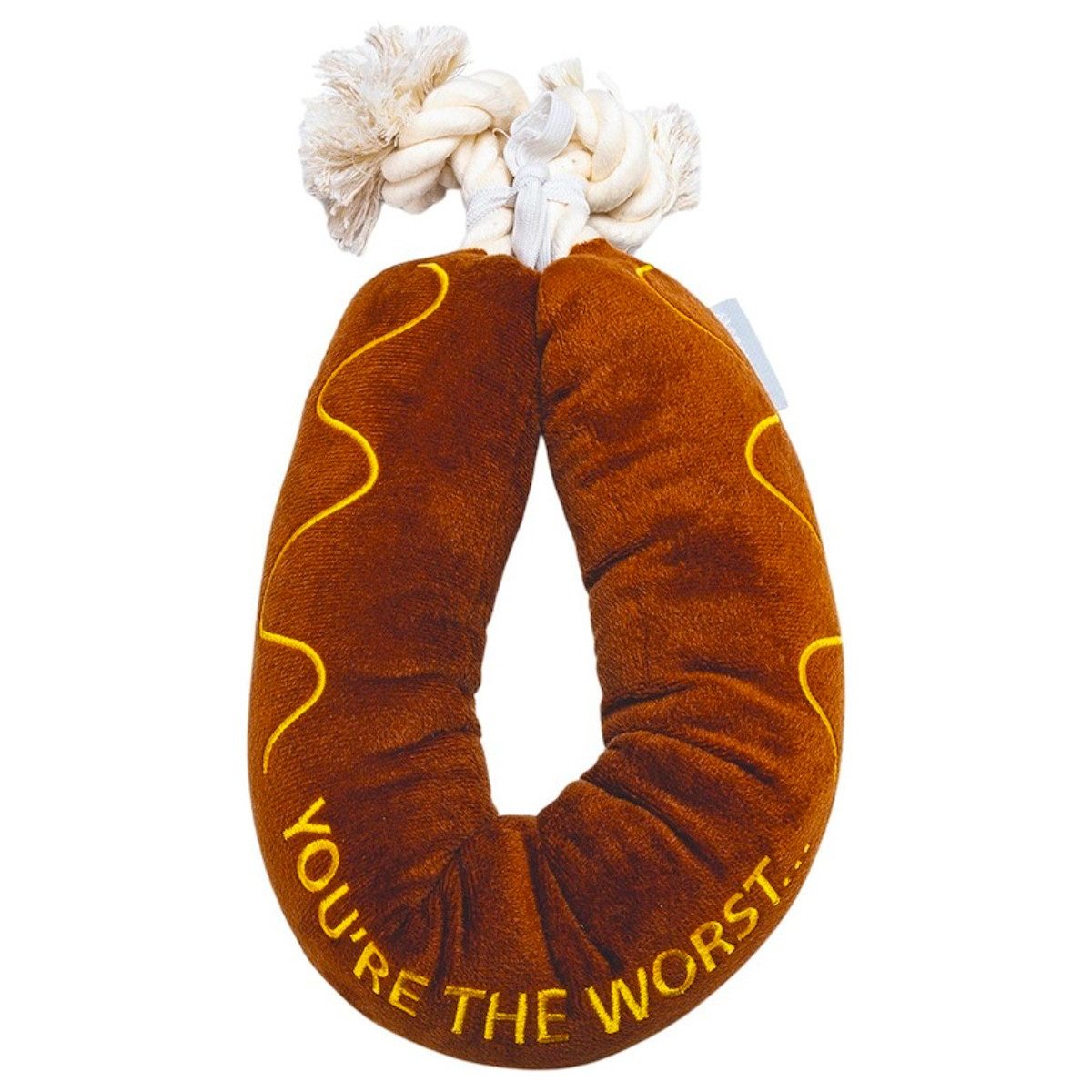 Beeztees Tierkuscheltier Hundespielzeug BBQ Wurst + Seil aus Plüsch braun