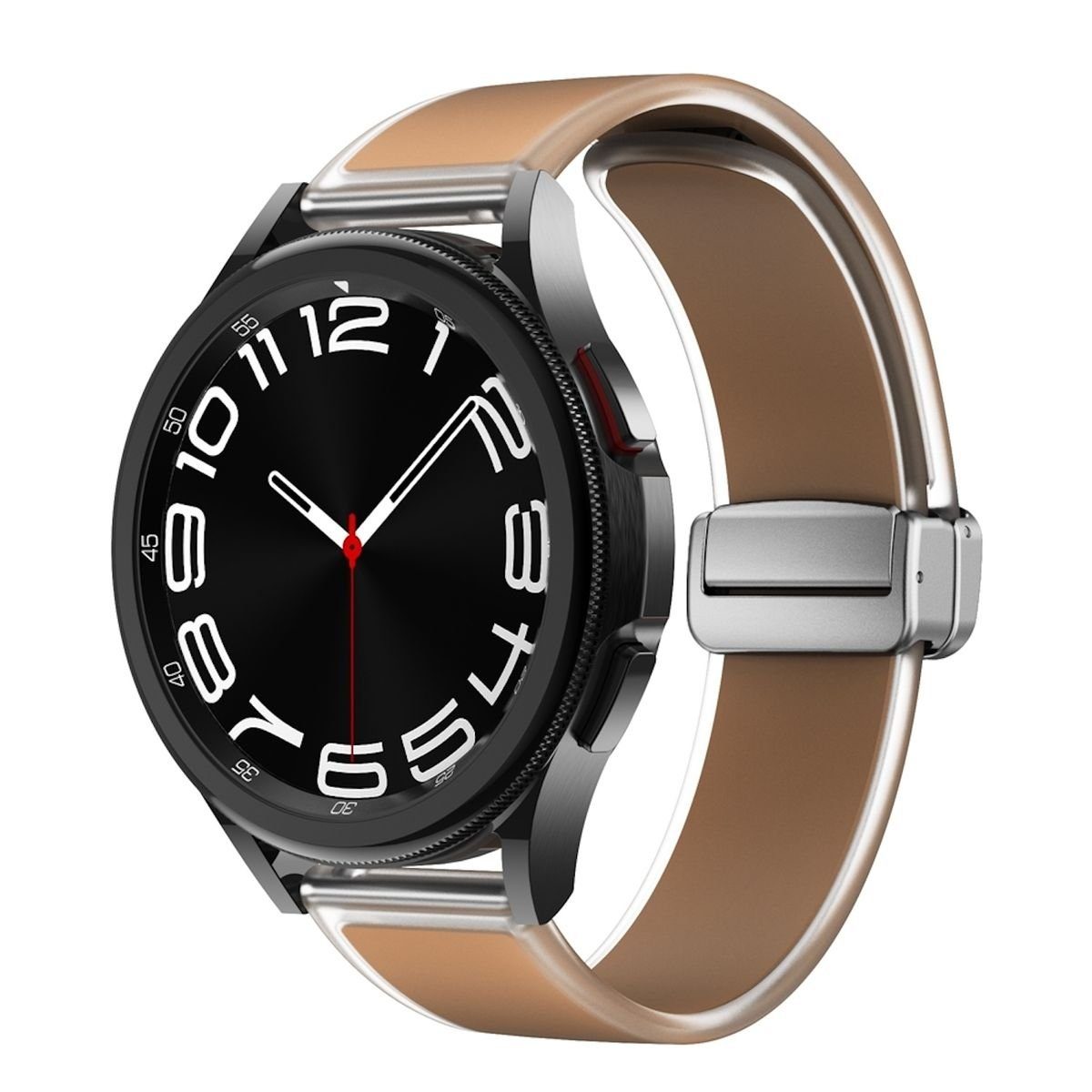 Wigento Smartwatch-Armband Für Samsung Galaxy Watch 6 5 4 Magnetisches Silikon Armband D-Braun | Uhrenarmbänder