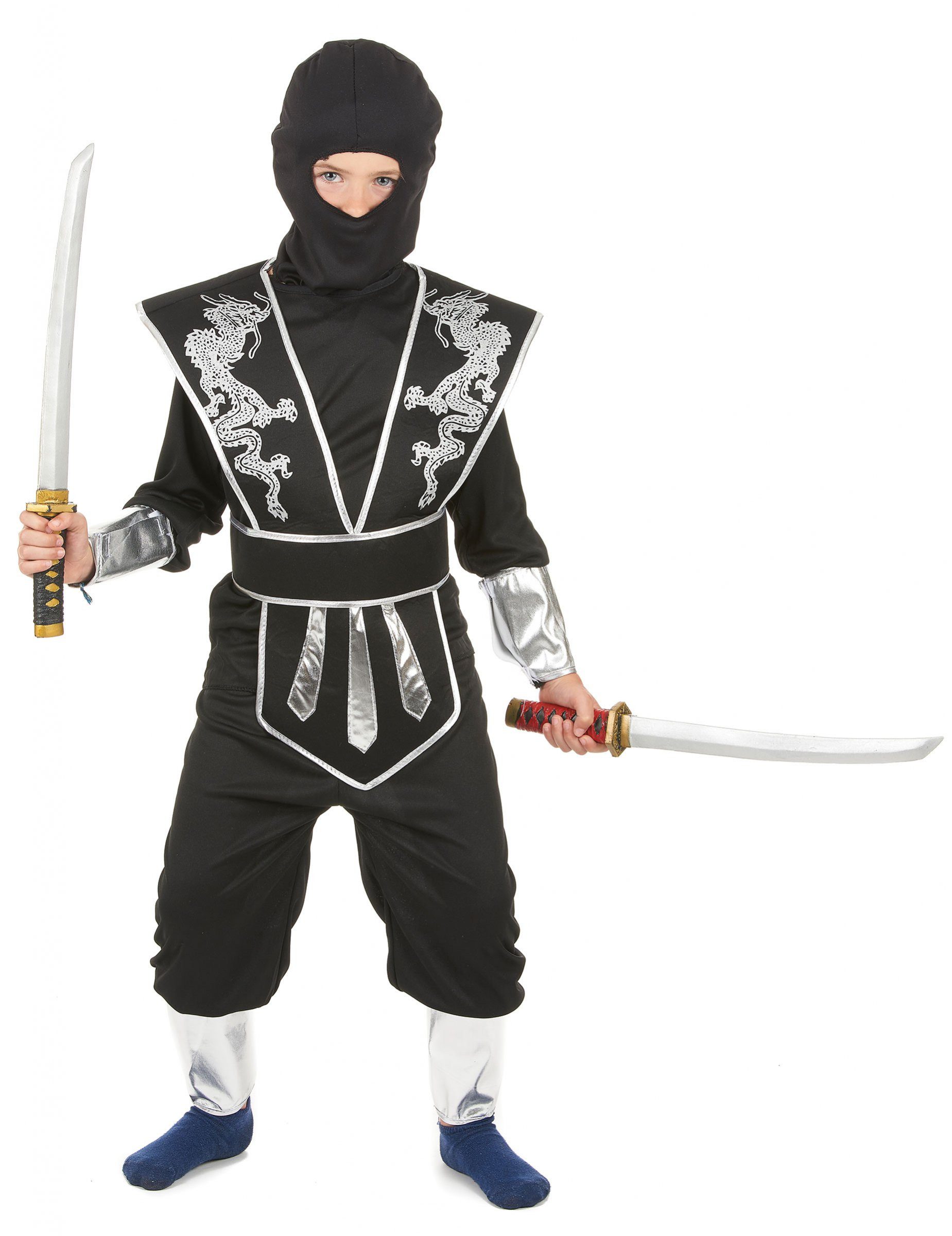 JADEO Kostüm Ninja Kinderkostüm schwarz-silber