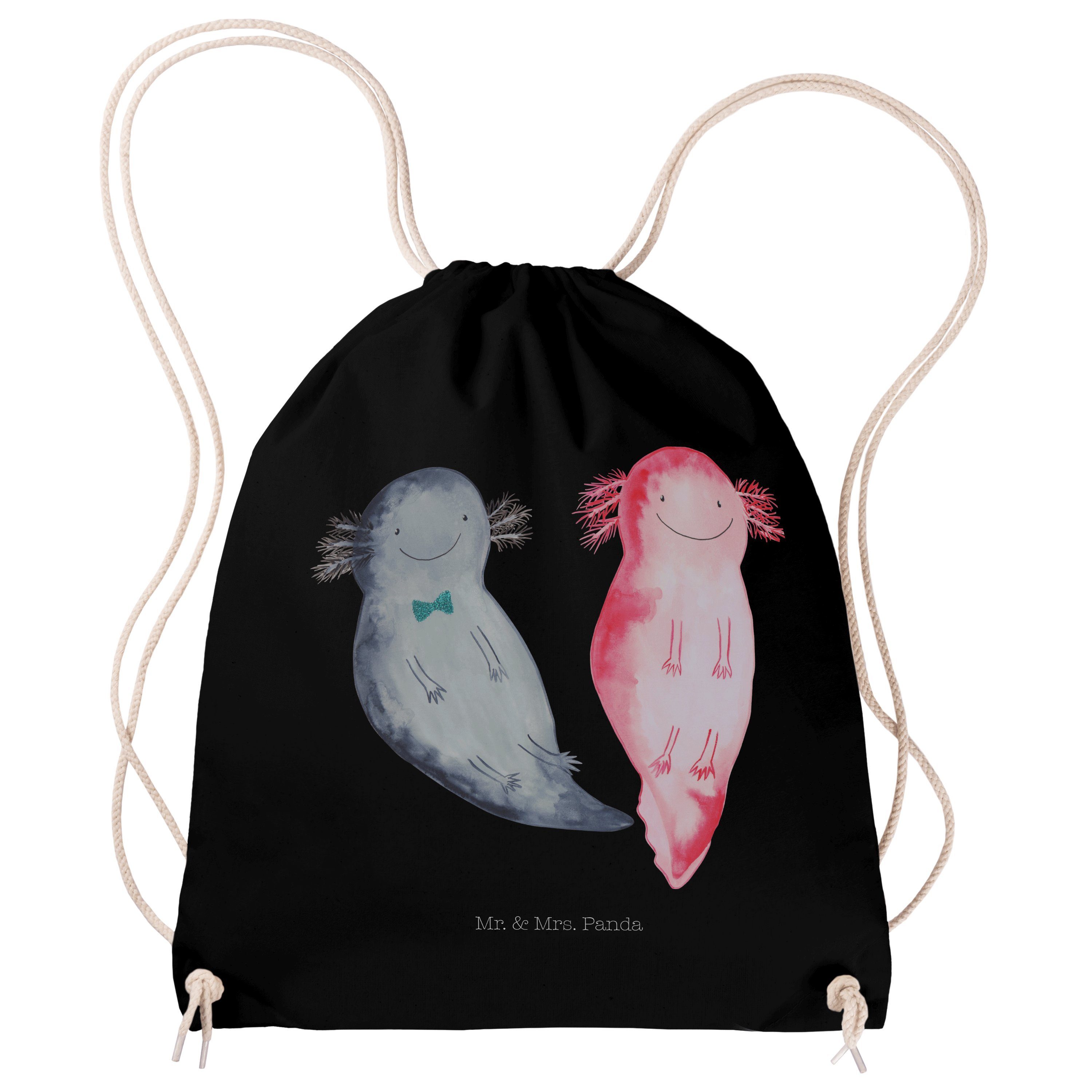 Mr. & Mrs. Panda Sporttasche Axolotl Axel+Lotte - Schwarz - Geschenk, Liebe, Sportbeutel, Tasche, (1-tlg)