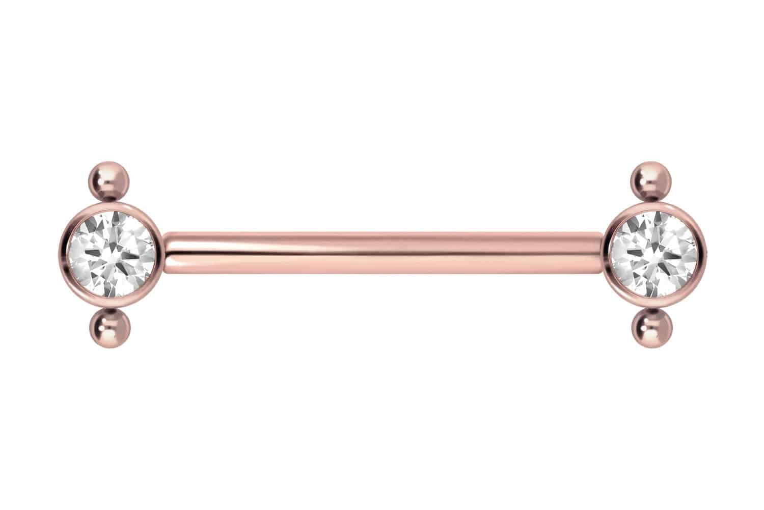 PIERCINGLINE Brustwarzenpiercing Titan Barbell mit Push Fit KRISTALL + 2 KUGELN (Barbells, 1-tlg)