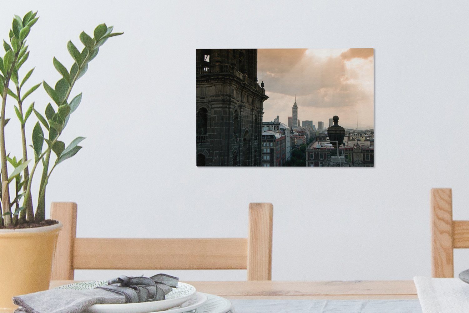 Mexiko-Stadt, historische (1 Leinwandbilder, Zentrum Wandbild Wanddeko, Das 30x20 Aufhängefertig, von cm St), OneMillionCanvasses® Leinwandbild