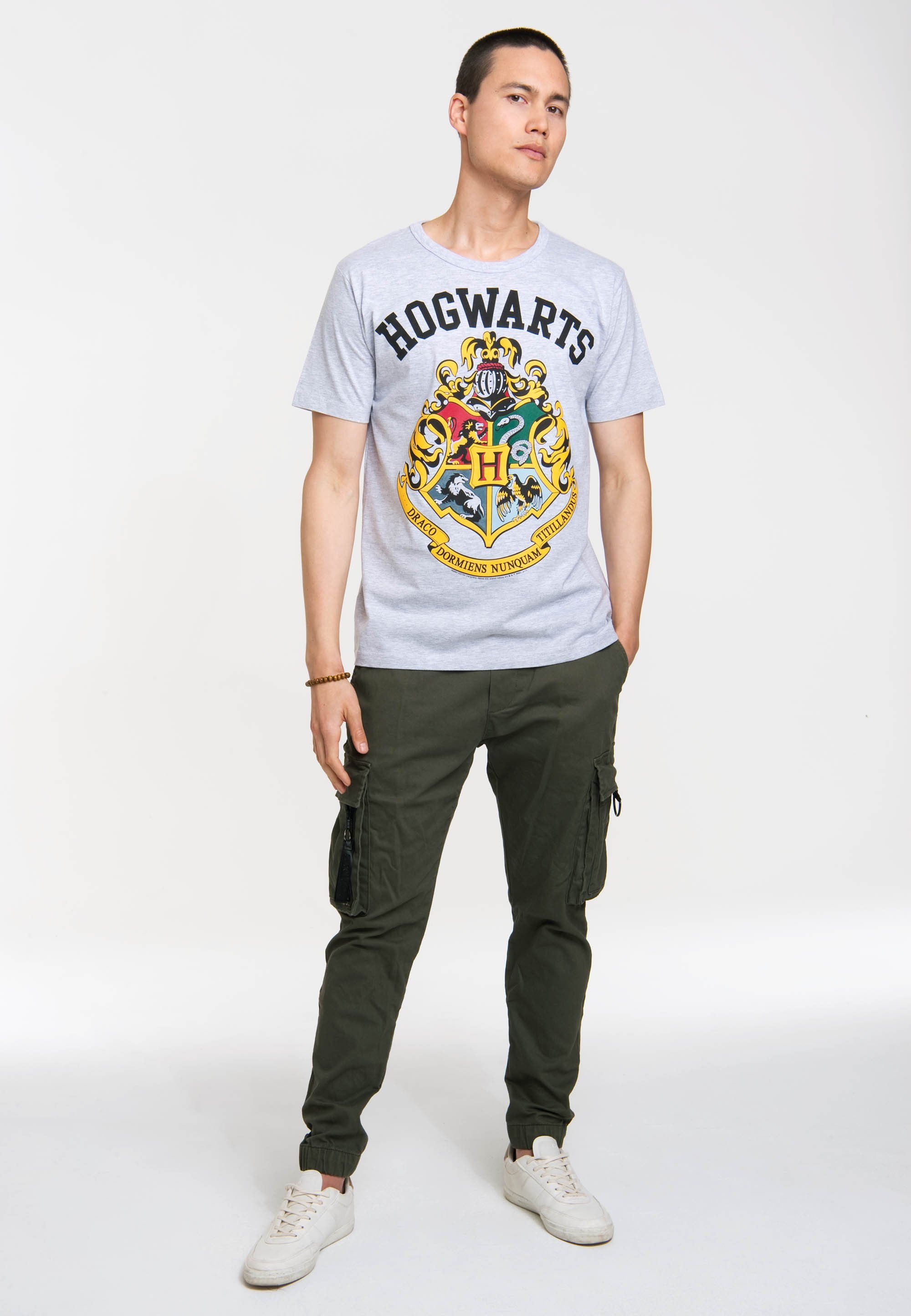 Hogwarts-Logo hochwertigem LOGOSHIRT Siebdruck T-Shirt mit