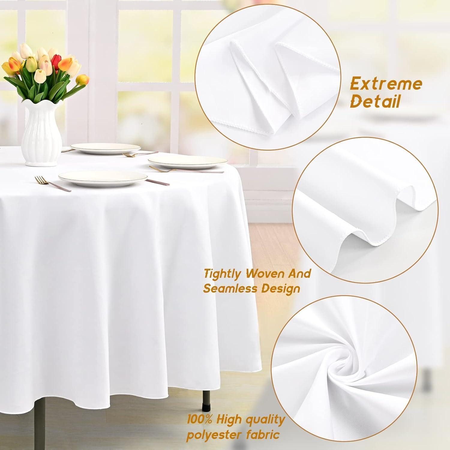 6 Stück Weiße Runde Tischdecken – 275 Cm Durchmesser, Wasserfest, Polyester, Für Hochzeit, Party & Restaurant