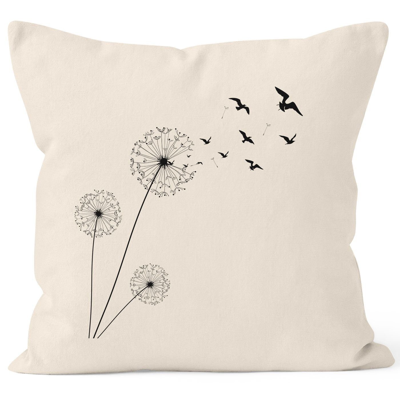 Autiga Dekokissen (Kissen) Kissenbezug Kissen-Hülle Pusteblume Birds Dandelion Vögel 40x40 Baumwolle Autiga