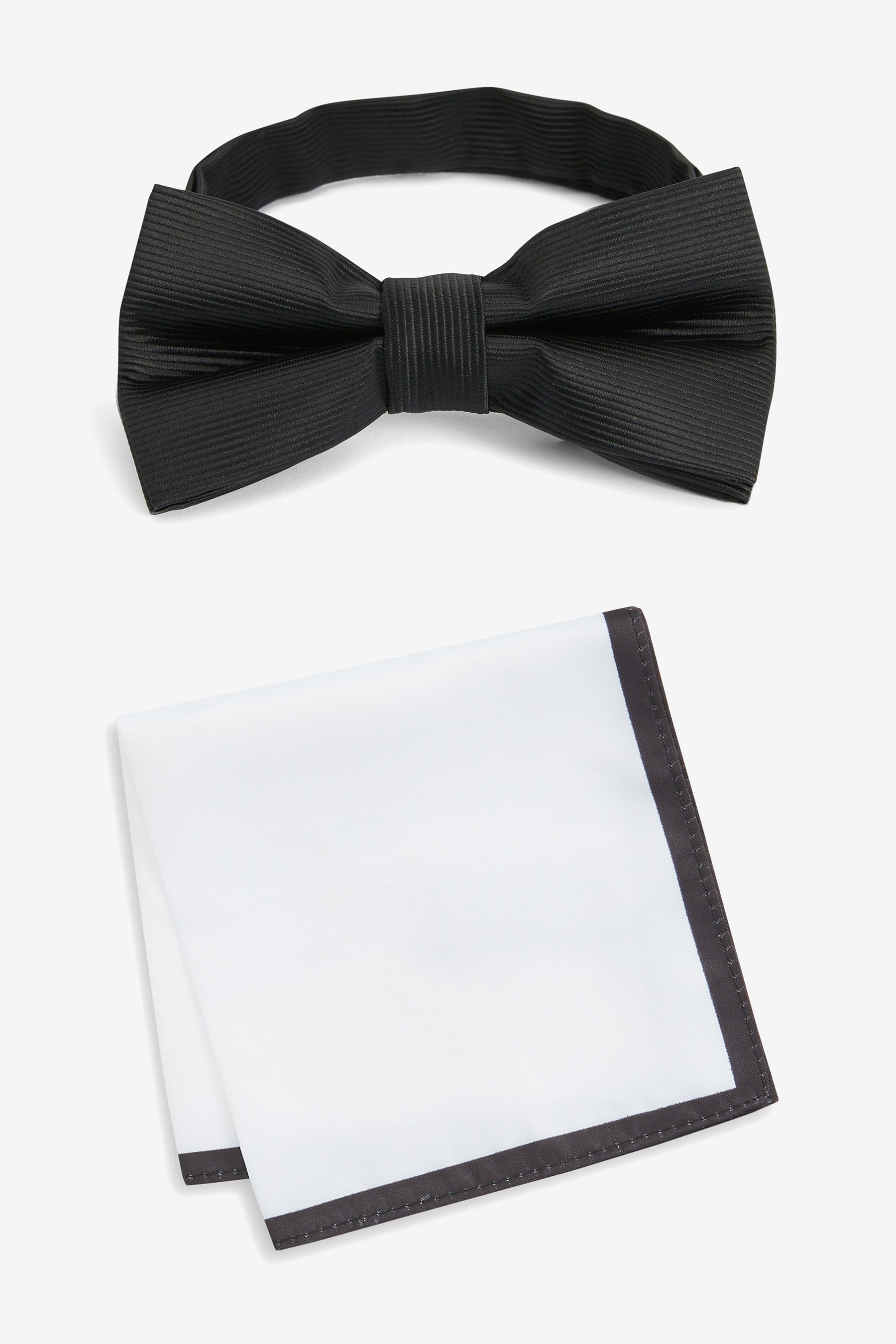 quadratisches Next Fliege Set im Einstecktuch Black/White und (2-St) Krawatte