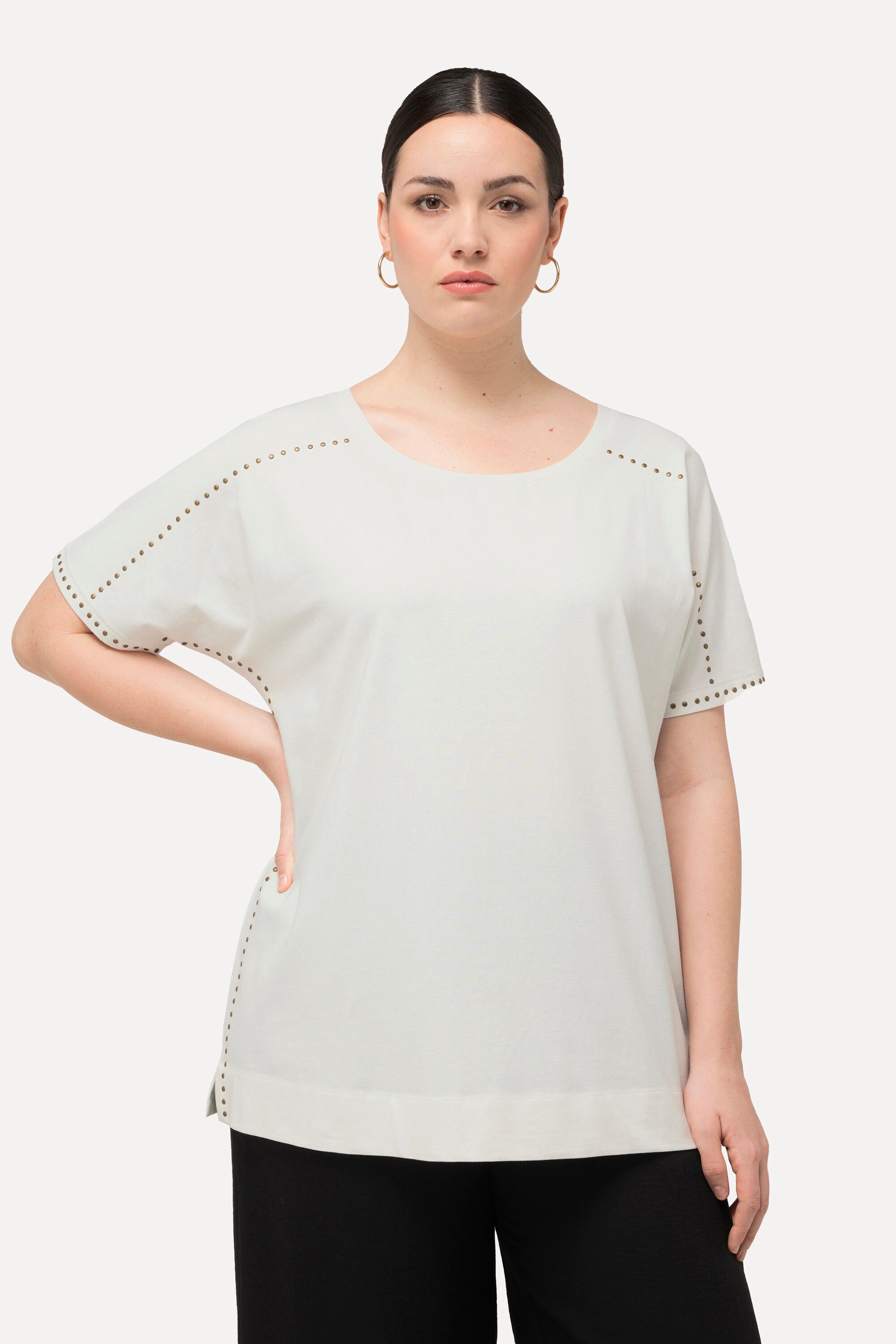 Ulla Popken T-Shirt T-Shirt Ziernieten Oversized günstig online kaufen
