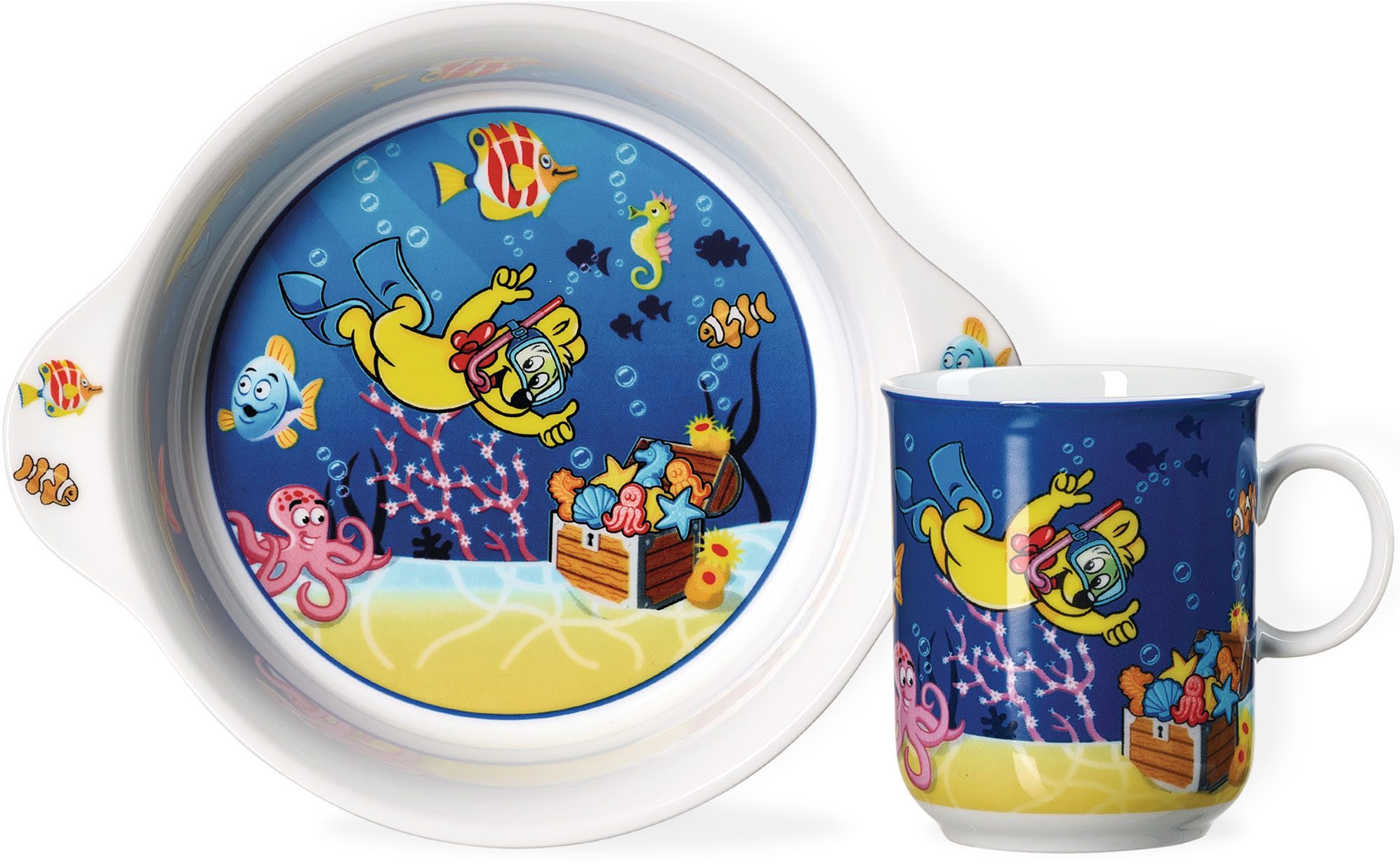 Ritzenhoff & Breker Kindergeschirr-Set HARIBO Seaworld, 2-teilig (2-tlg), 1 Personen, Porzellan, spülmaschinenfest