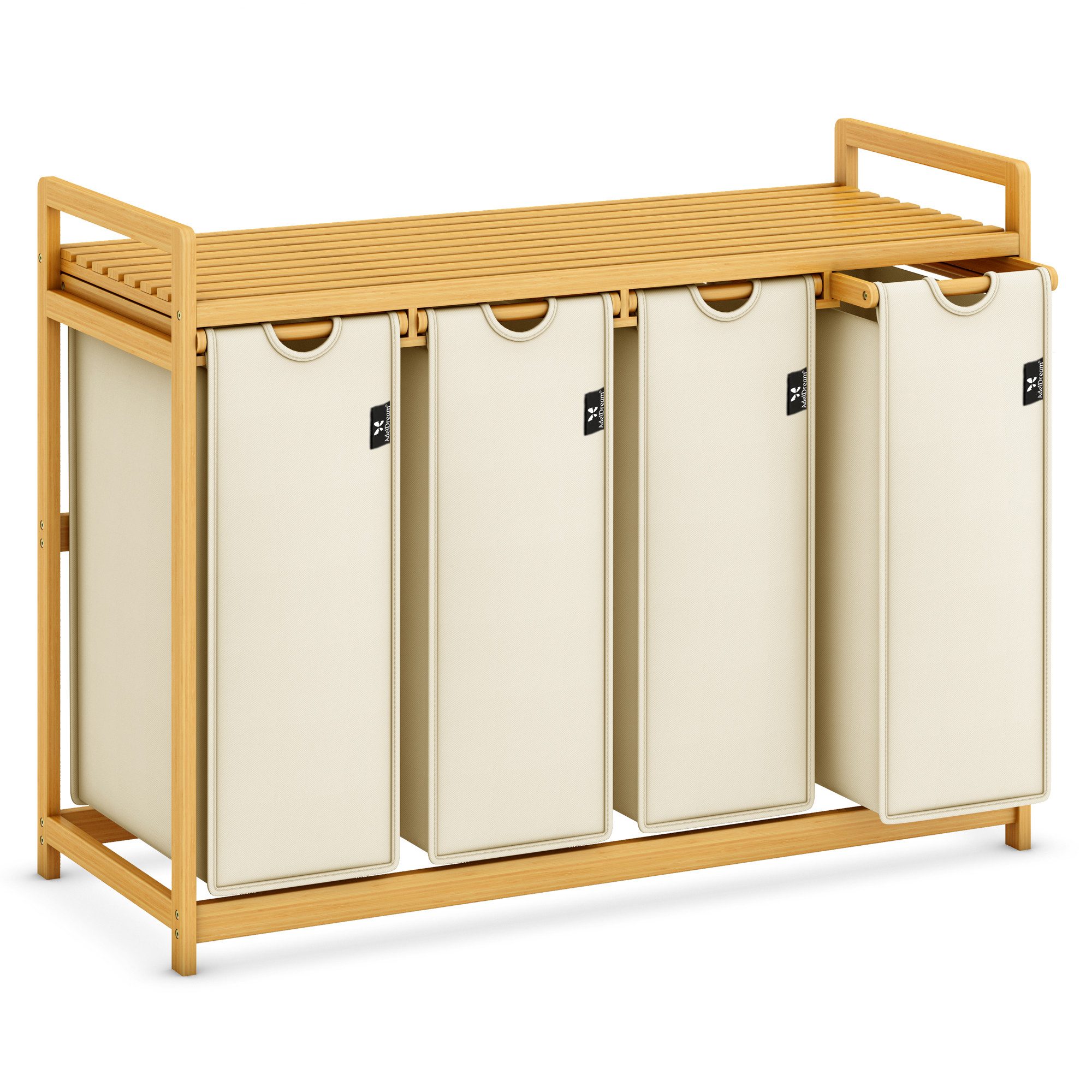 AdelDream Wäschekorb mit Bambusrahmen,200 l, 4 Fächer,Wäschesortierer günstig online kaufen