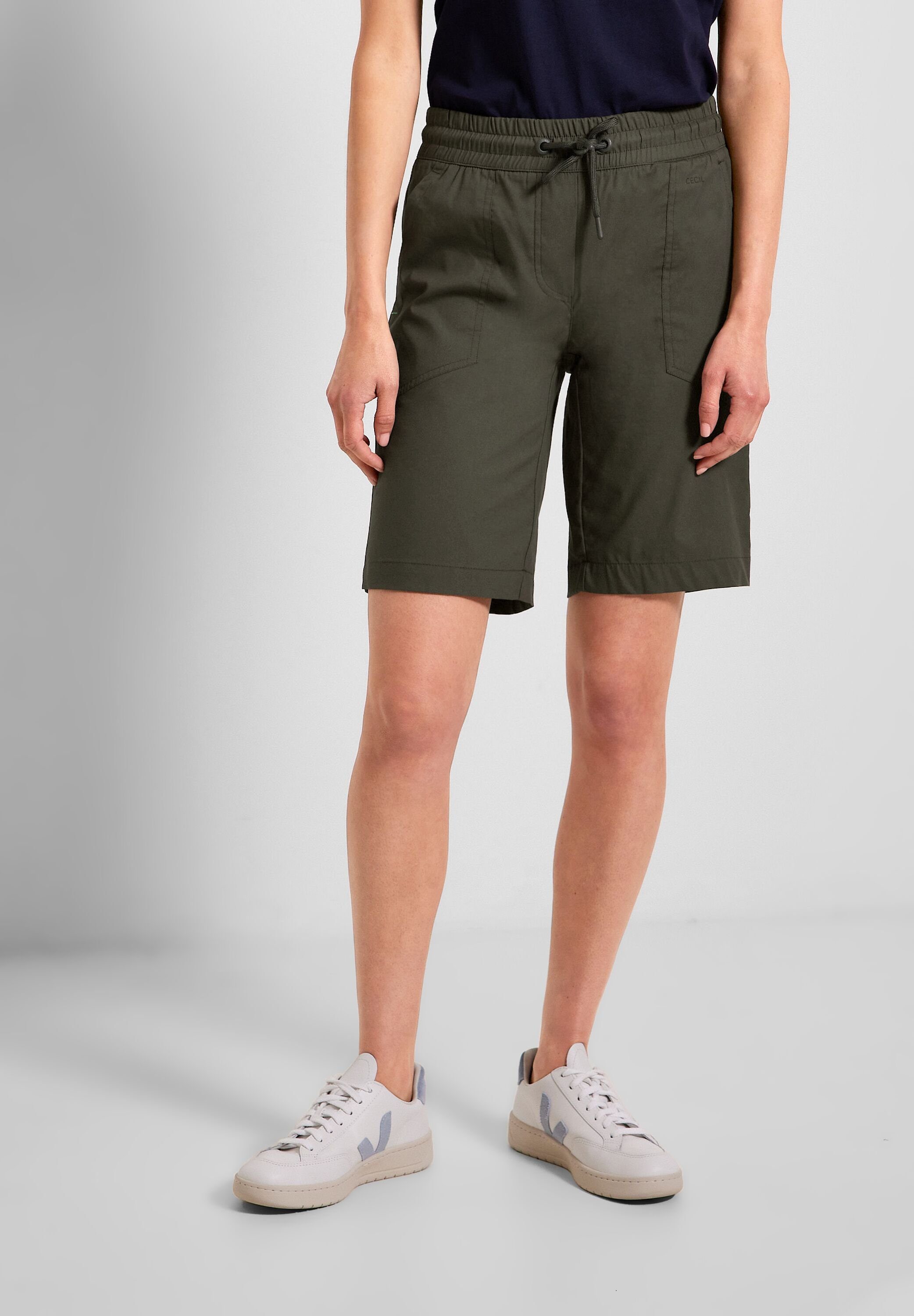 Tunnelzugbändchen Casual Sporty Shorts Cecil Fit in Khaki Shorts Cecil (1-tlg)