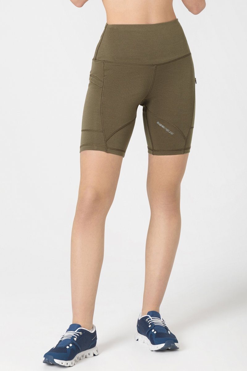 SUPER.NATURAL Shorts W ACTIVE Short Merino-Materialmix Merino durchdachter Stone Grey SHORT ALPINE