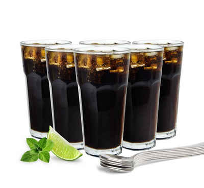 Sendez Longdrinkglas 6 Longdrinkgläser 425ml Caipirinha Gläser Kaffeegläser Cocktailgläser, Mit Löffeln