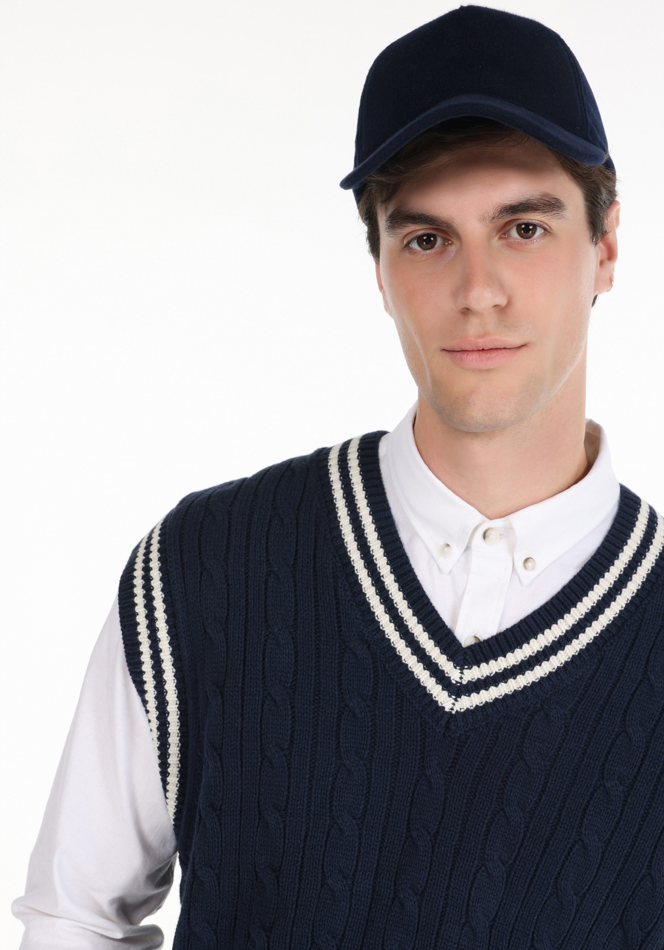 Colins Streifenpullover Colins Regular Fit V-Ausschnitt Jacquard Herrenpullover