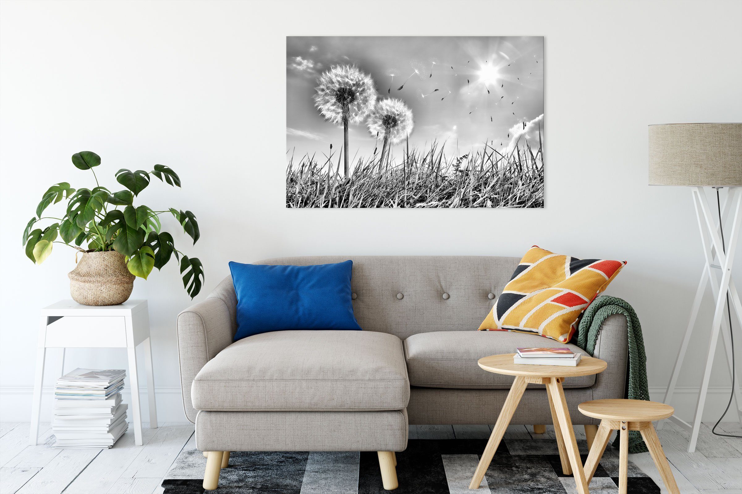 Frühlingswiese Leinwandbild Leinwandbild Pusteblumen (1 Pixxprint bespannt, inkl. Pusteblumen Frühlingswiese, fertig auf Zackenaufhänger St), auf