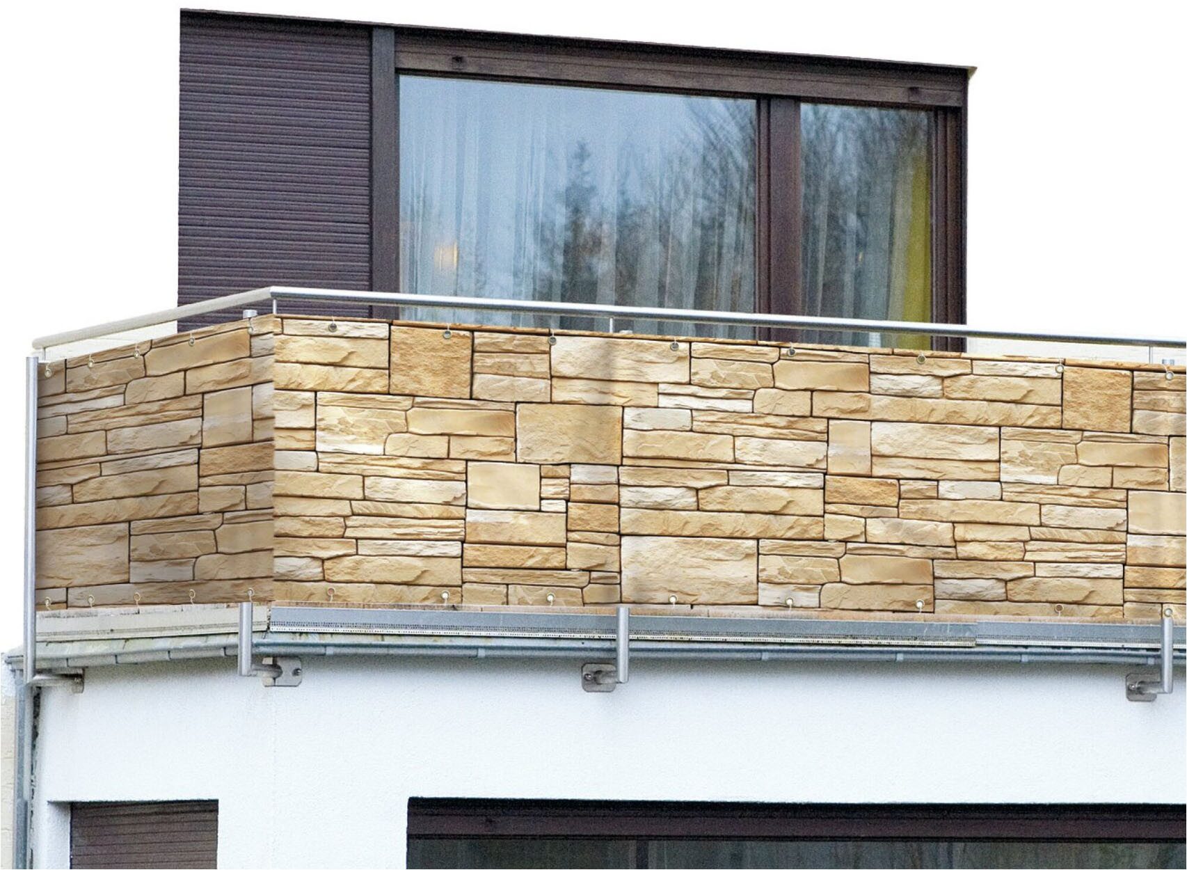 WENKO Balkonsichtschutz Mauer LxH: 500x85 cm, für Balkon und Terrasse