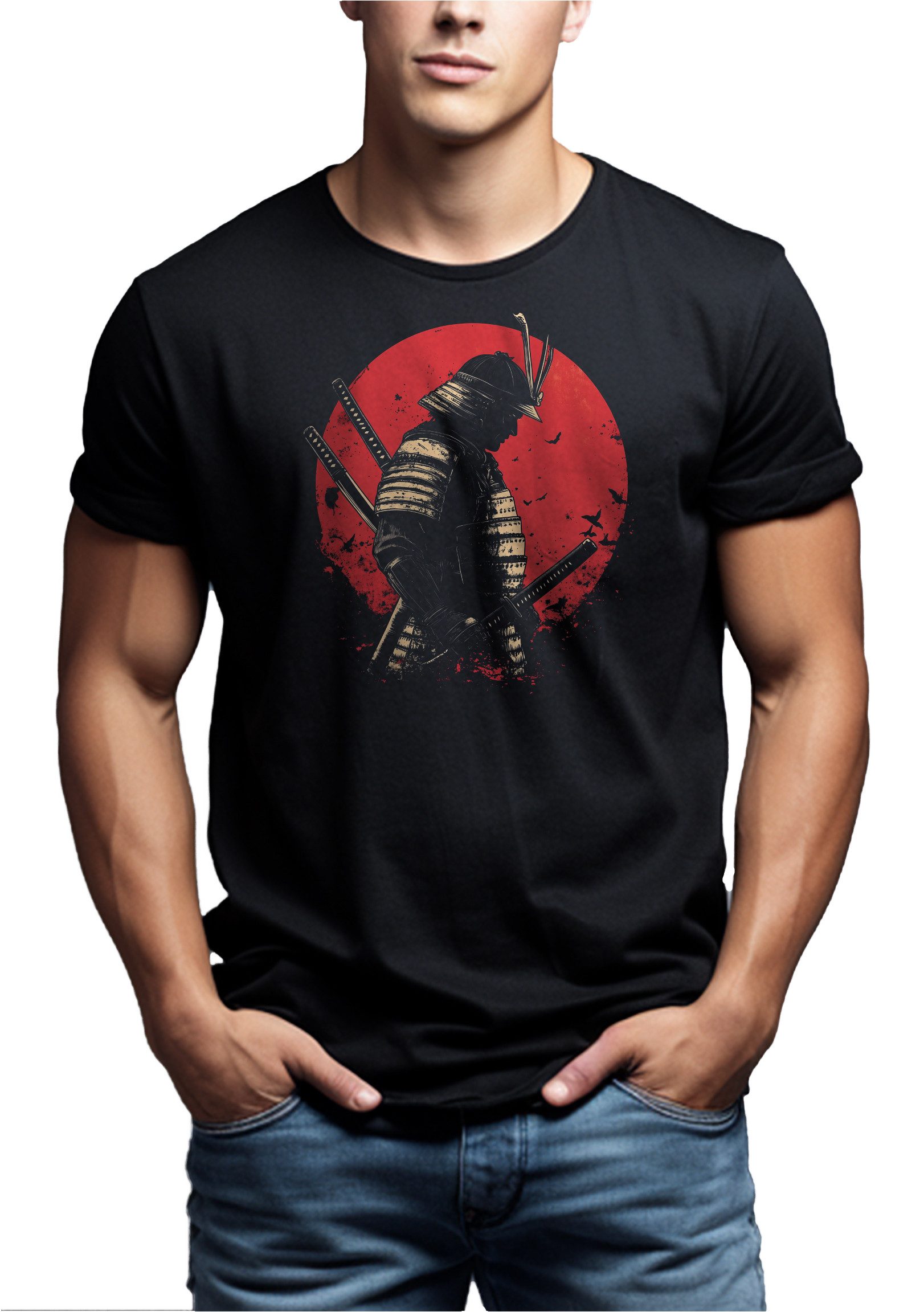 MAKAYA Print-Shirt Japan Style Samurai Design günstig online kaufen
