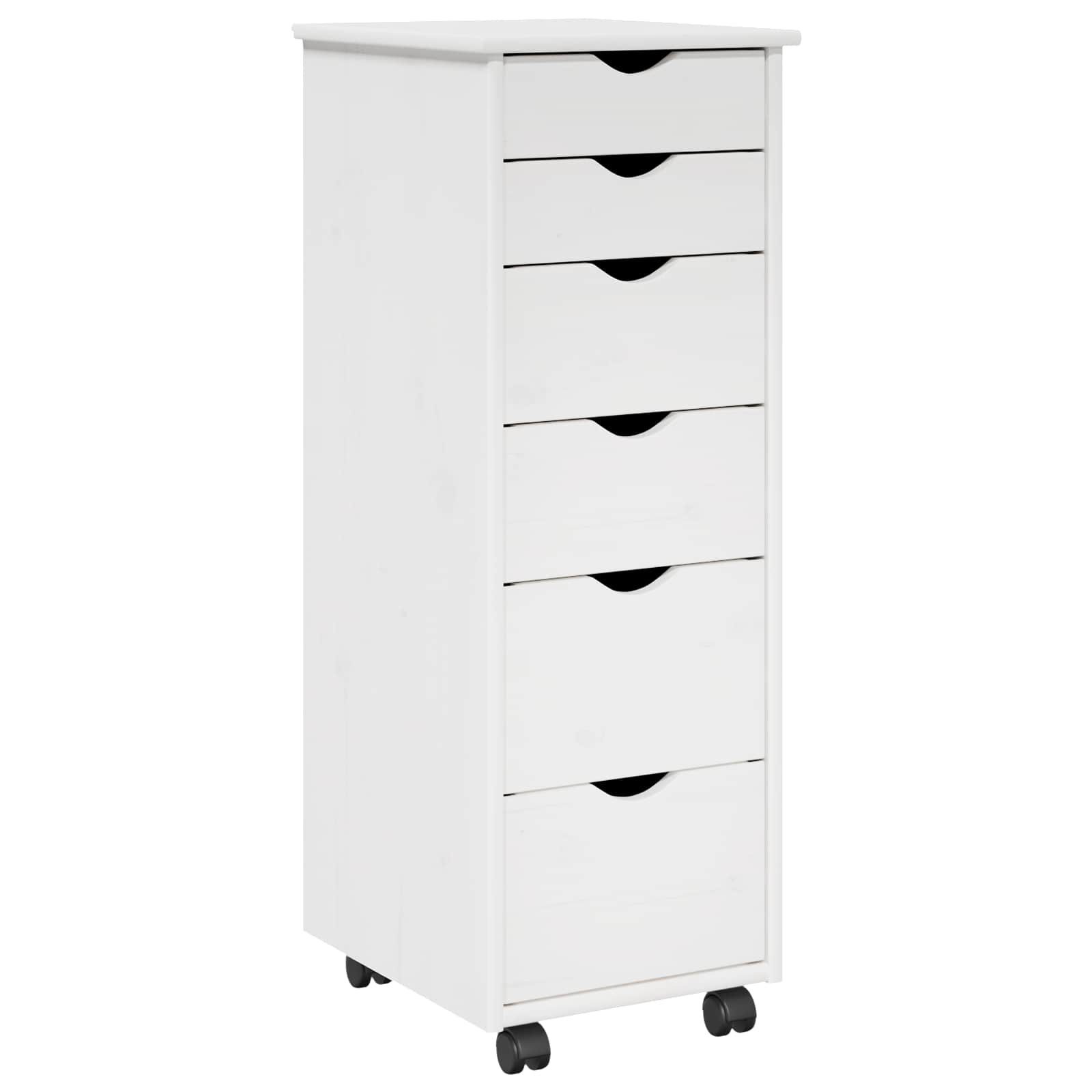 vidaXL Schranksystem Rollschrank Mit Rad Weiß 34 x 39 x 93,5 cm Massivholz Kiefer (1-St)