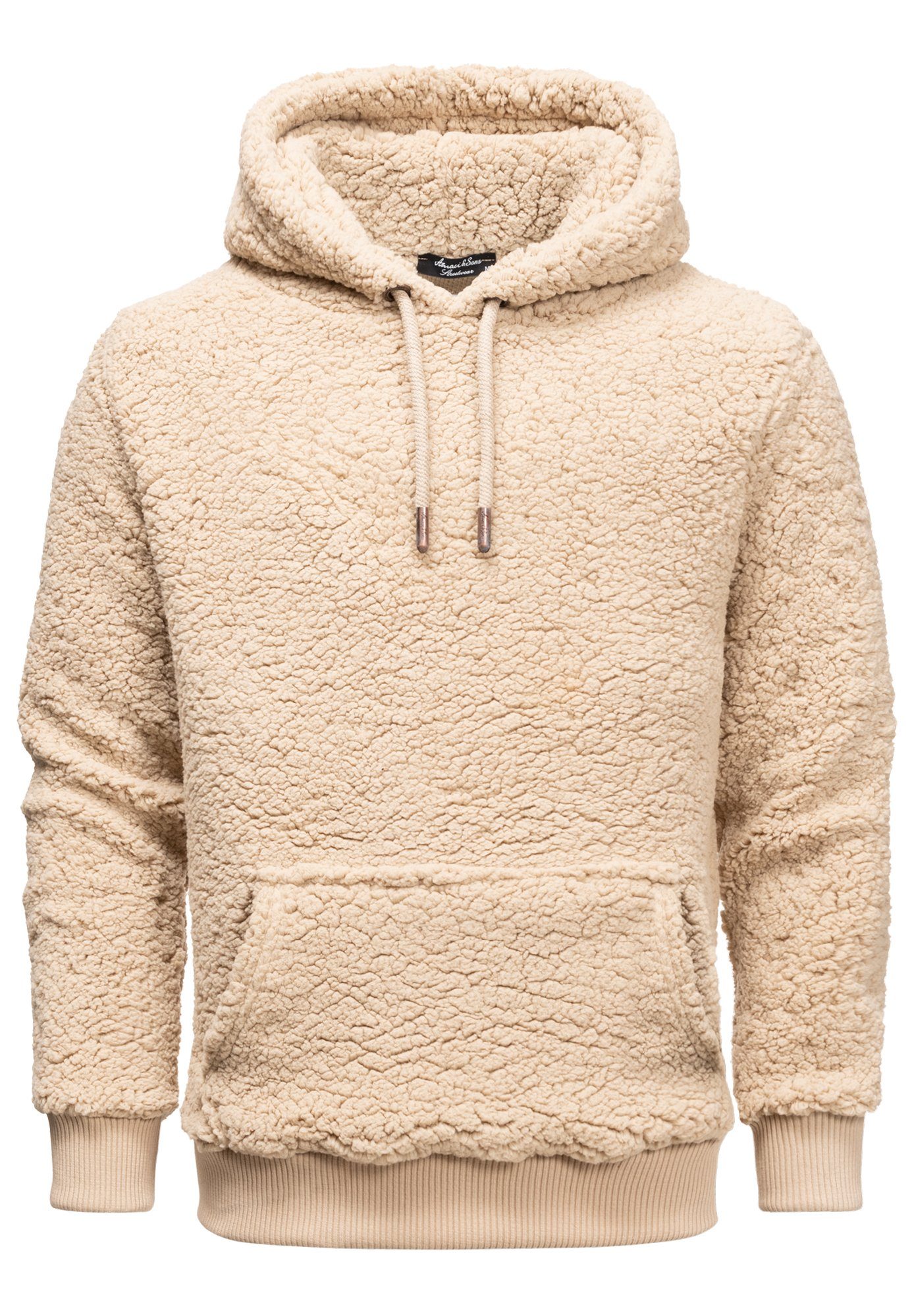 Amaci&Sons Kapuzenpullover CARNEY Kapuzenpullover Teddyfell Herren Teddy Sweatjacke Plüsch Hoodie Pullover Sweatshirt