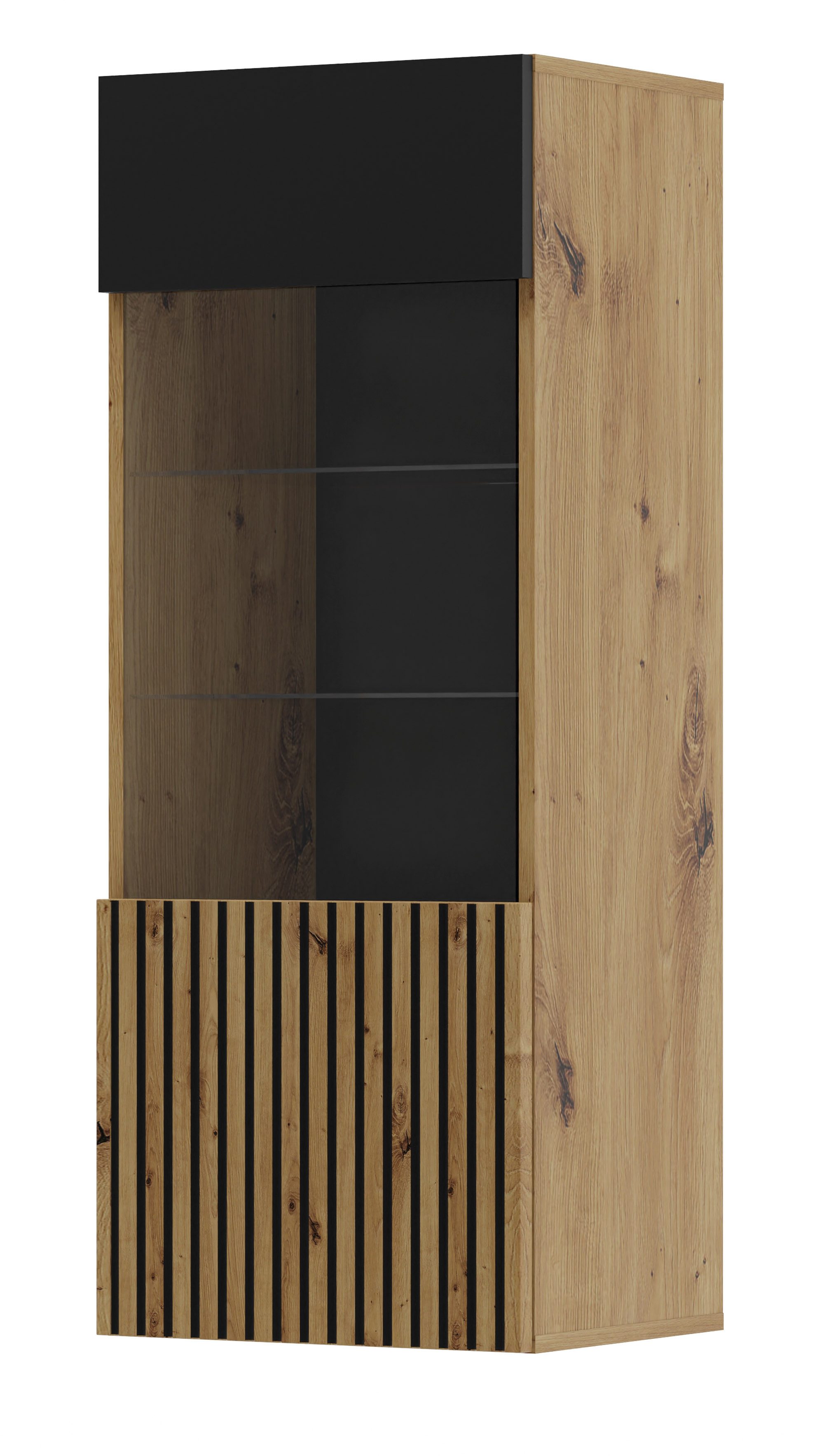 Raumhirsch Furniture Standvitrine Standvitrine, Glasvitrine, Standregal mit Glas und Stauraum (Maße: 45 x 37 x 115 (H) cm [1 Glas Teil, 5 Einlegeböden, 2 Glasbö – Bild 2 von 5