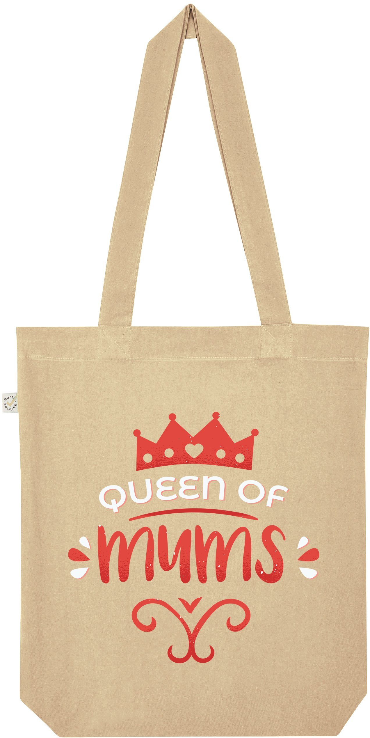 Tragetasche "Queen Of Mums" Jutebeutel Tasche Lange Henkel
