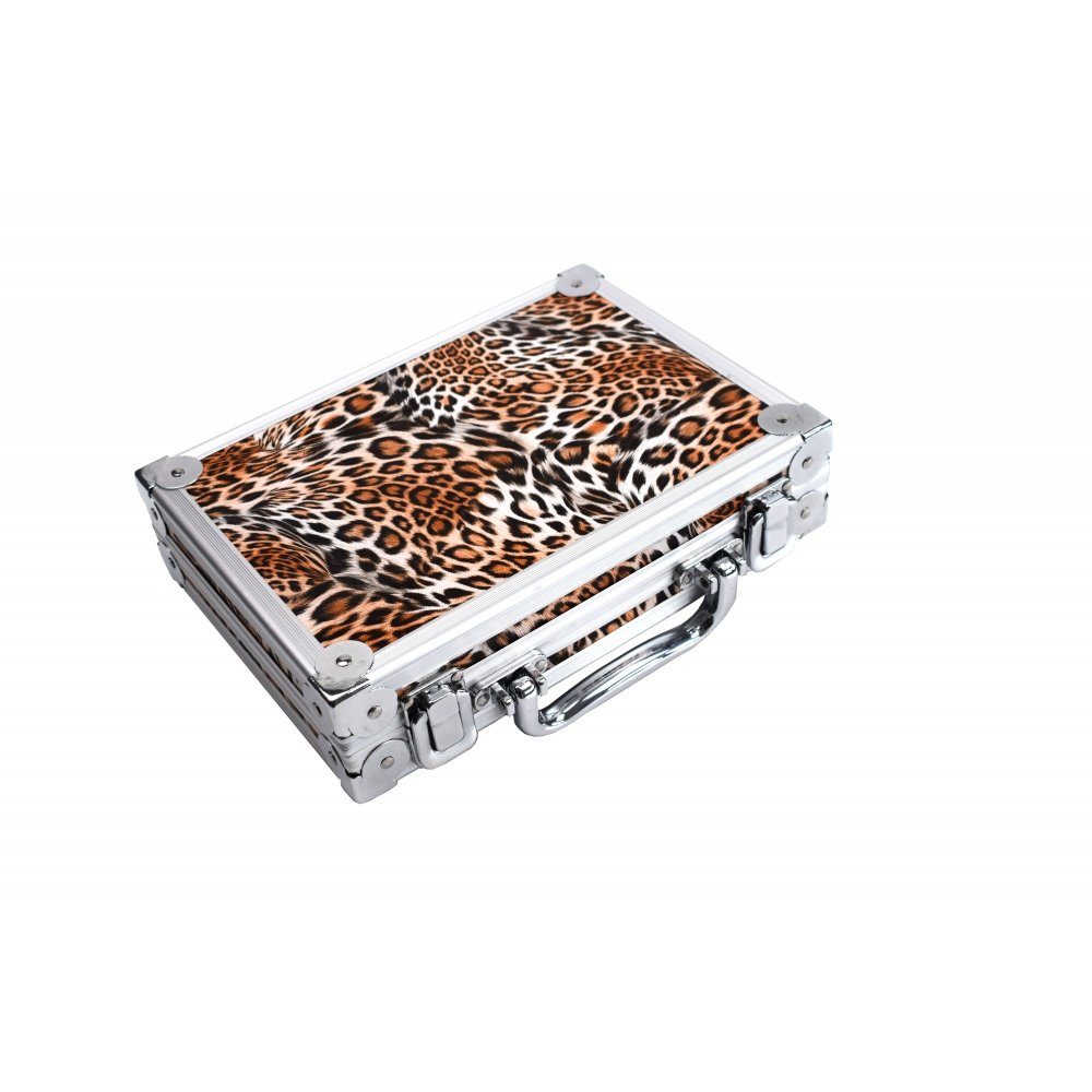 Karella Dartpfeil Dartkoffer LUXUS, Farbe Alu LEOPARD