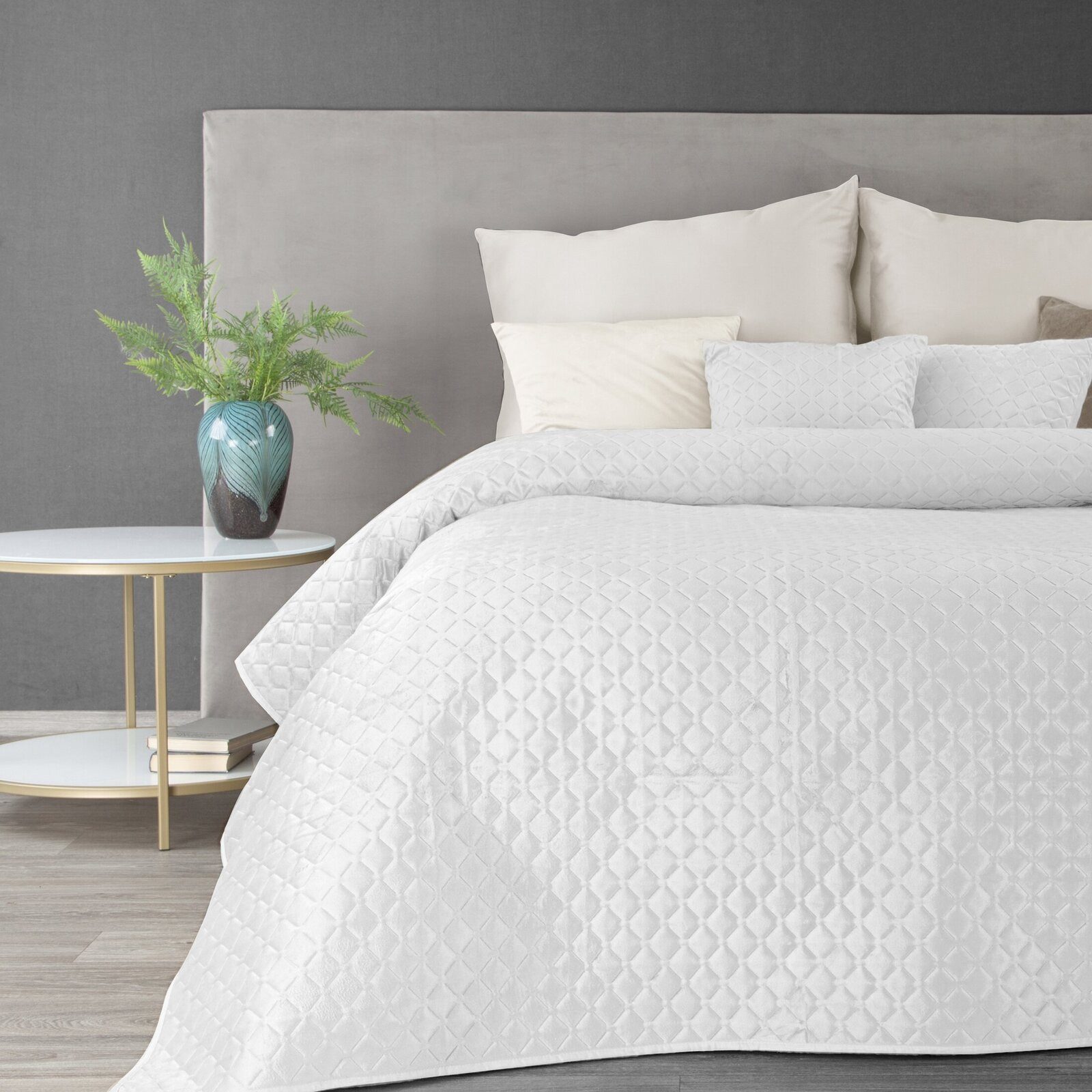 Eurofirany Tagesdecke Gesteppte Decke Velours Karomuster Weicher Überwurf, günstig online kaufen