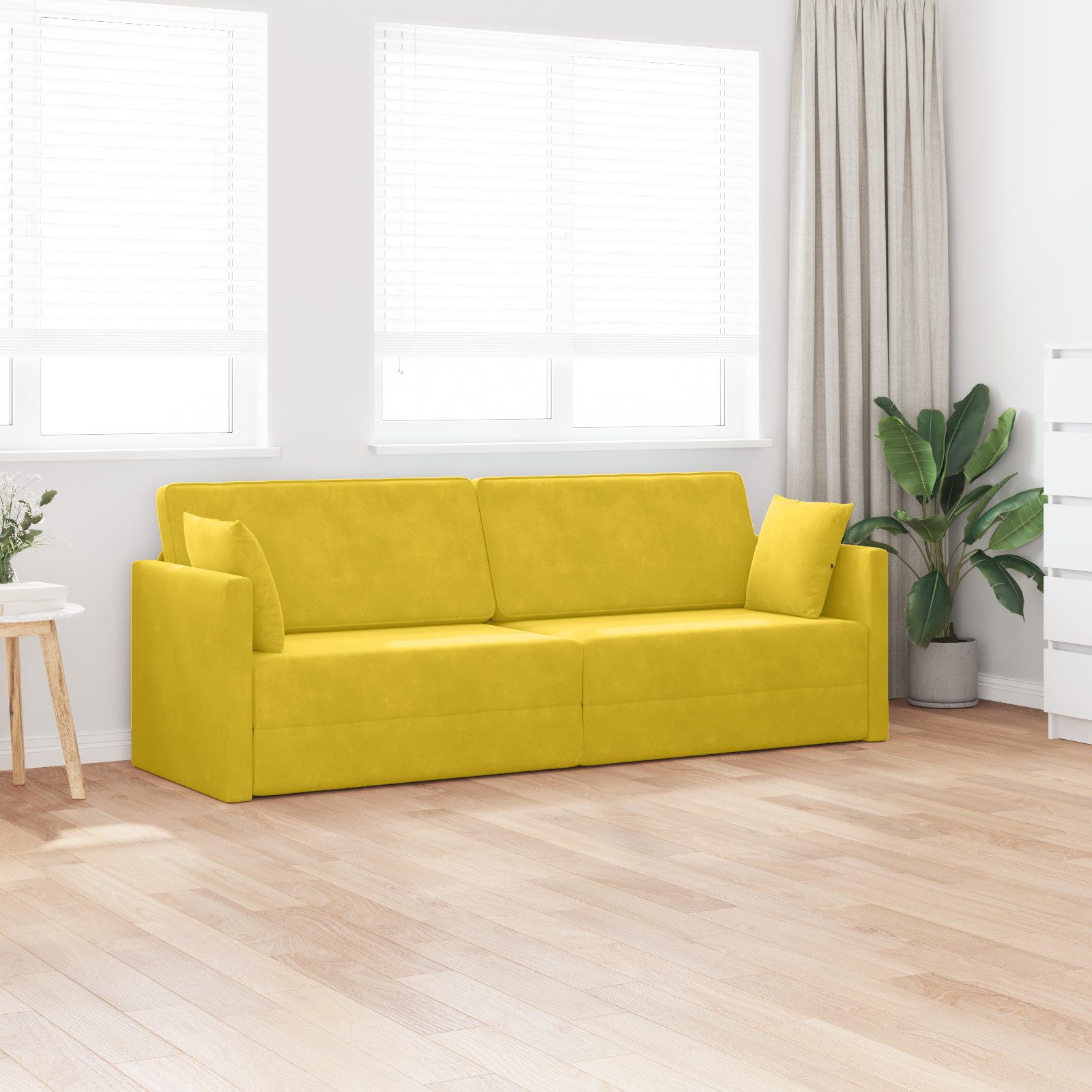 vidaXL Sofa Boden-Sofabett 2-in-1 Gelb 213x144x60 günstig online kaufen